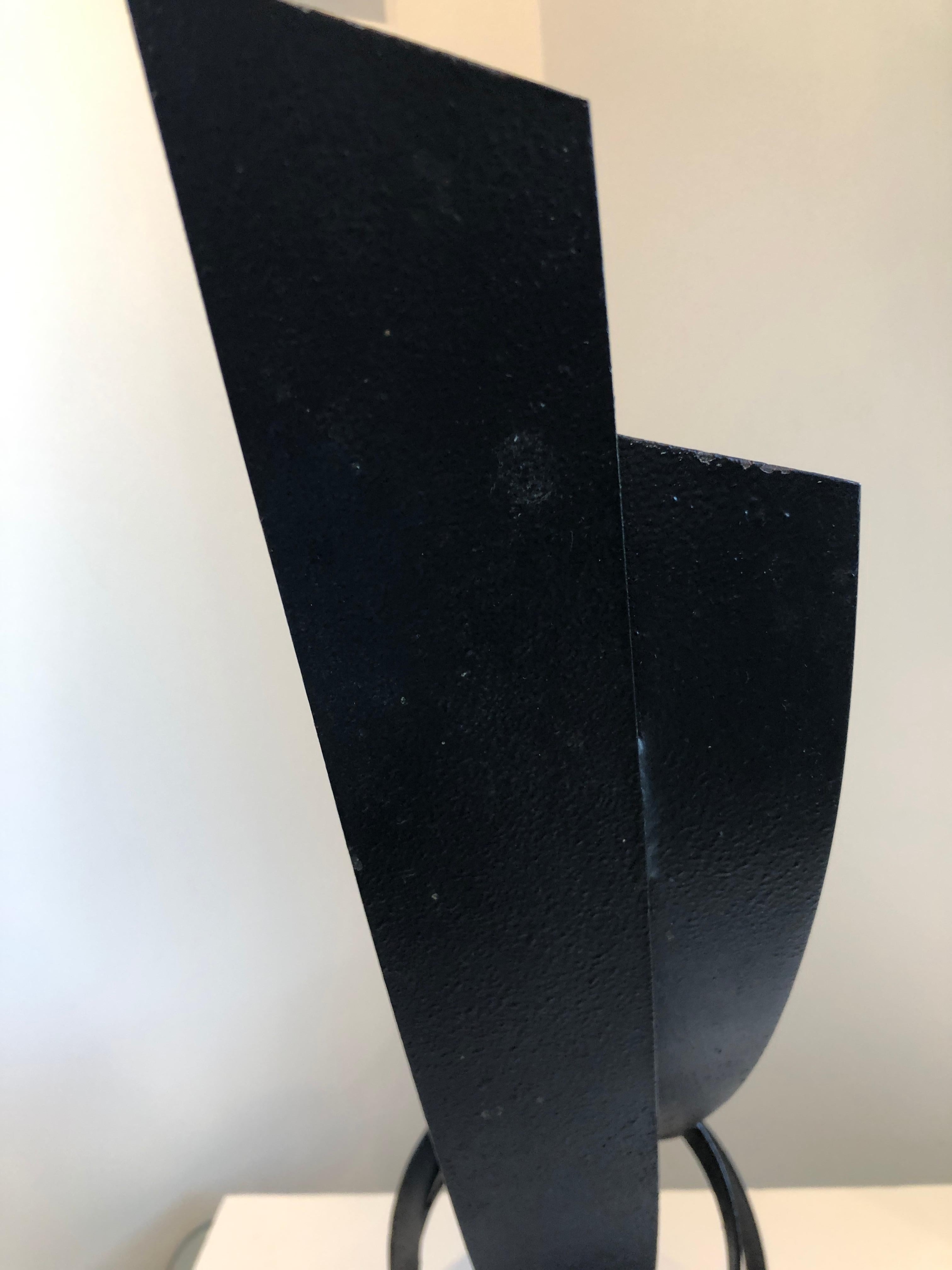 20th Century Abstract Sculpture in Black Textured Iron Metal by John Roper 12