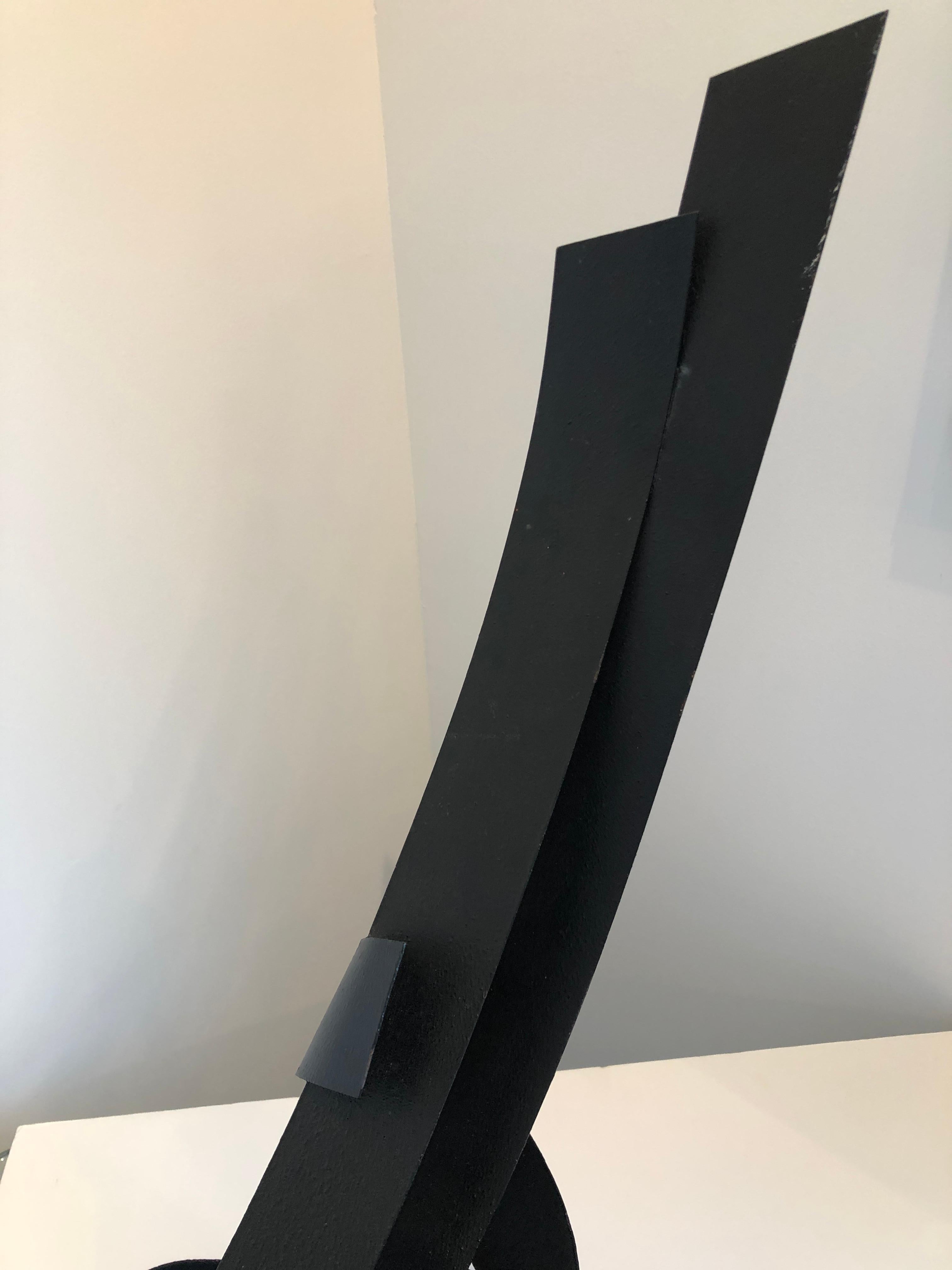 20th Century Abstract Sculpture in Black Textured Iron Metal by John Roper 1