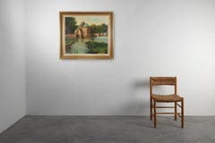 Signed 20th Century Rustic Landscape Painting the Smedepoort Bruges, Belgium