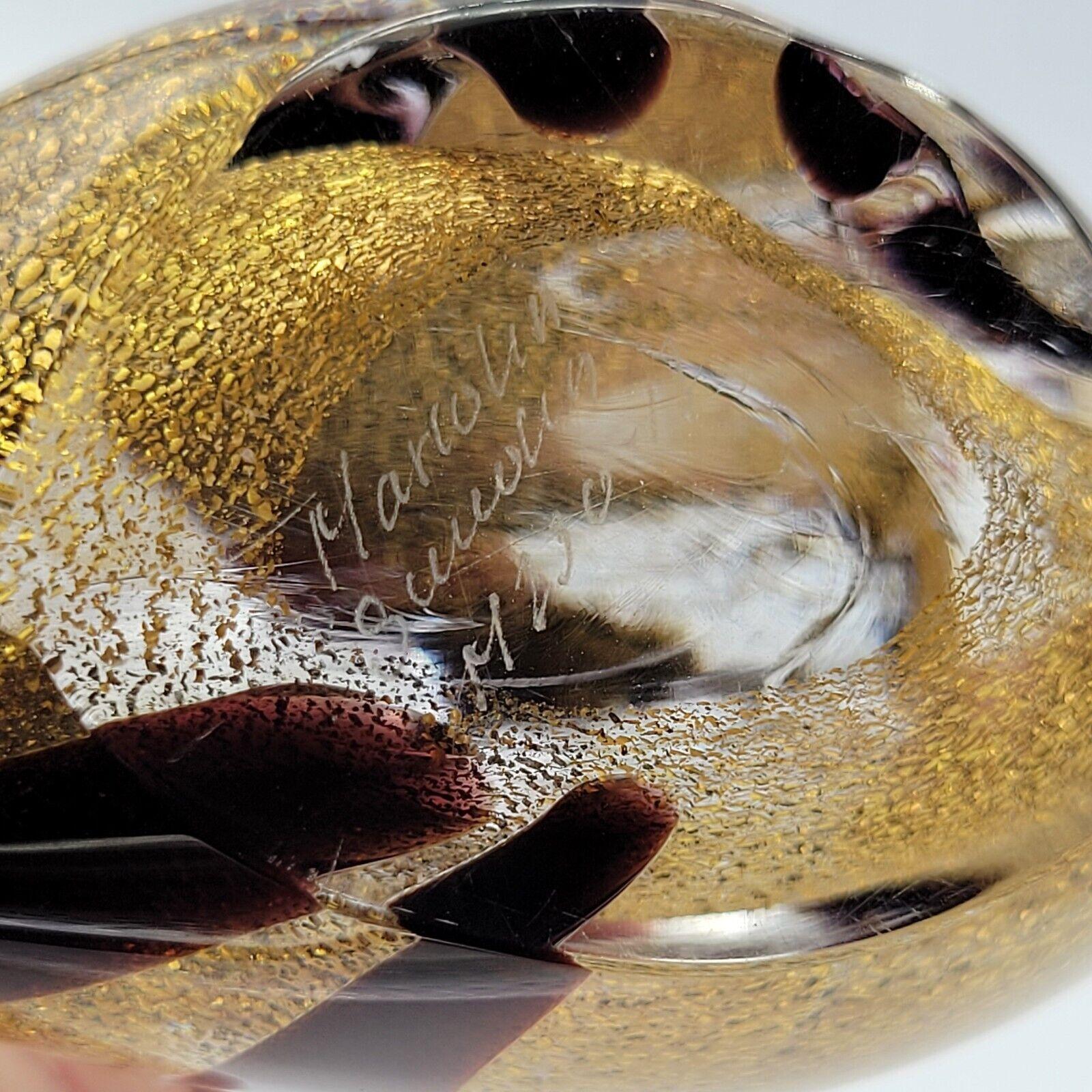 Sculpture de poisson en verre signée Josef Marcolin, infusée d'or 24 carats. en vente 2