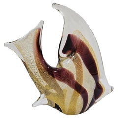 Sculpture de poisson en verre signée Josef Marcolin, infusée d'or 24 carats.