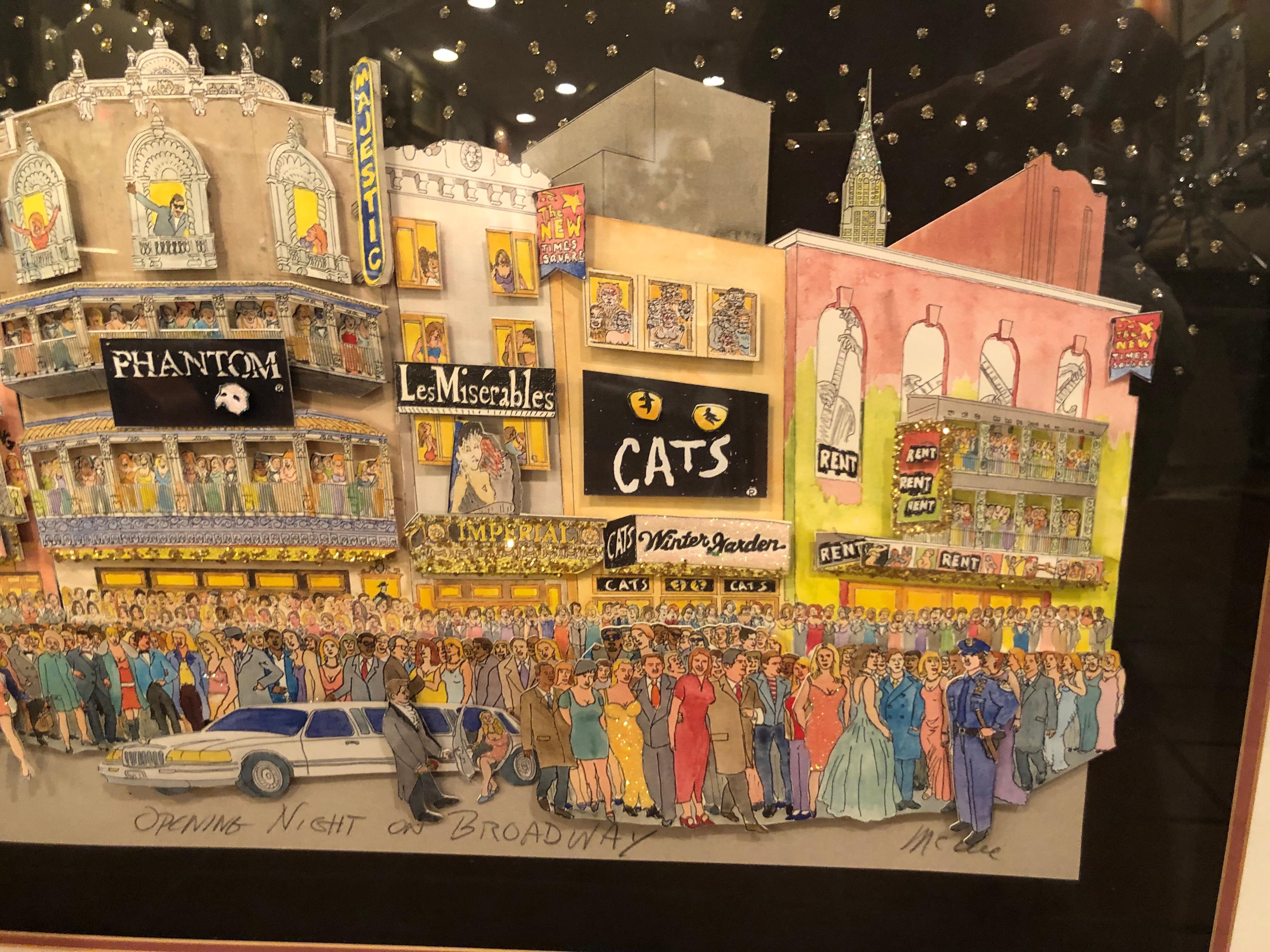 Modern Signed 3 D Art of Broadway by McCue