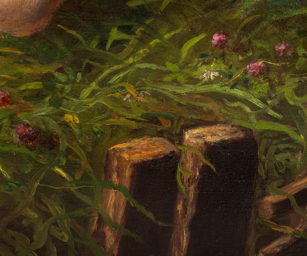 Signed 3 Horses & 2 Birds Oil on Canvas, 1893 1