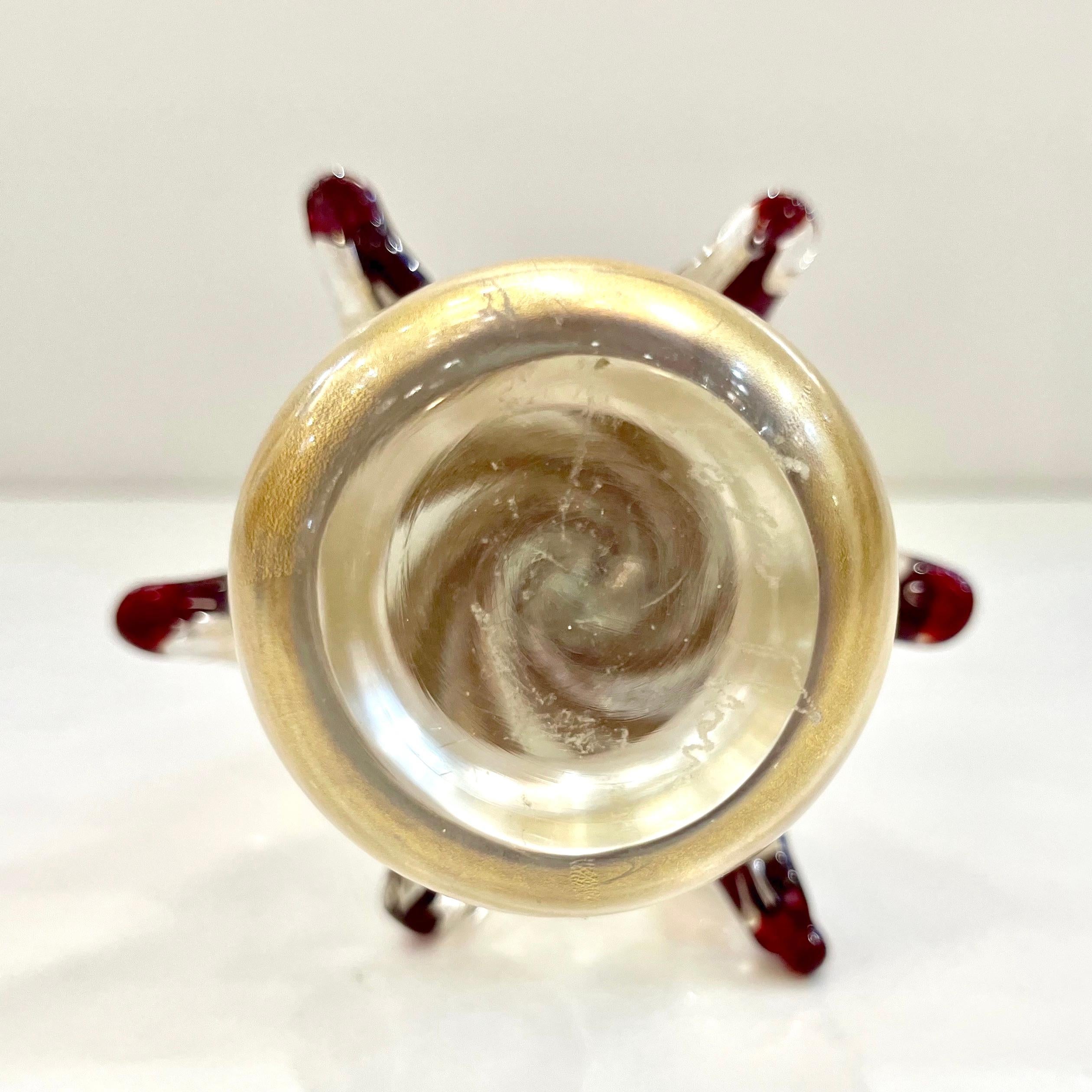 Signiert 3 Italienische Vintage Gold Bernstein Rot Murano Glas Weihnachtsbaum Skulpturen (20. Jahrhundert) im Angebot