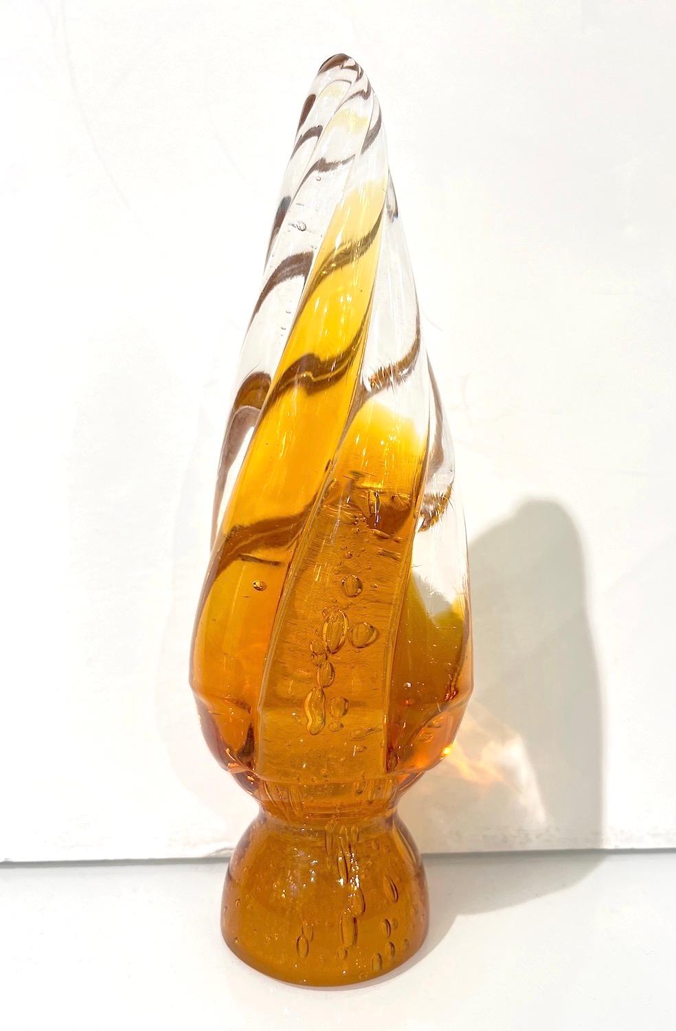 Signiert 3 Italienische Vintage Gold Bernstein Rot Murano Glas Weihnachtsbaum Skulpturen im Angebot 2
