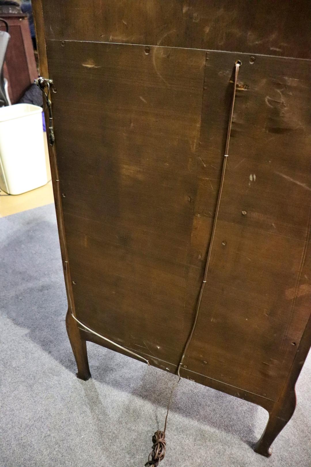 Signed A. Hugnet French Art Nouveau Walnut Vitrine China Cabinet 6