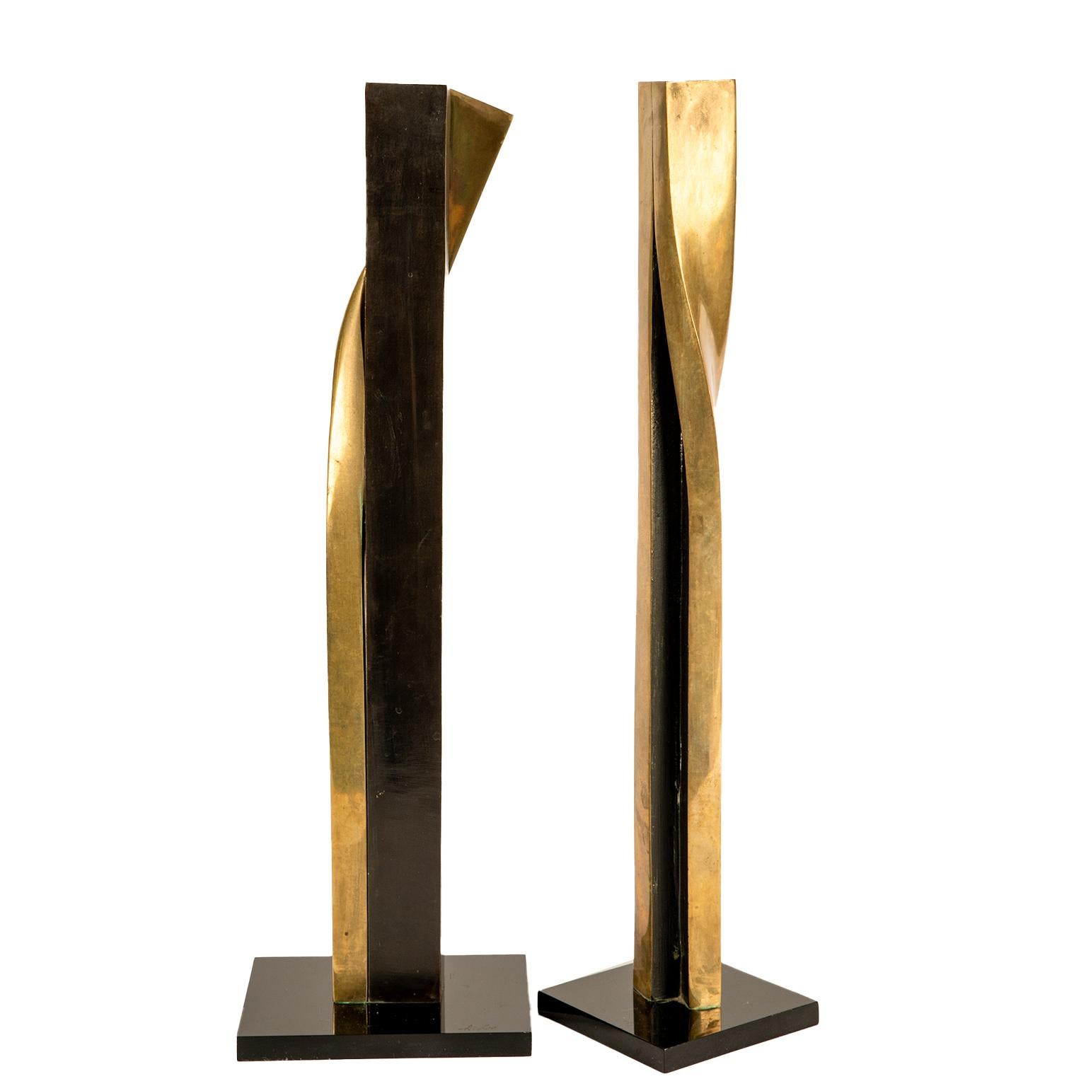 Stampato Firmato A. Lee Coppia di sculture in bronzo in vendita