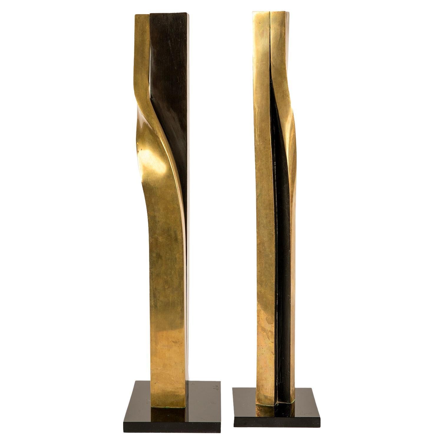 Signed A. Lee Pair of Bronze Sculptures