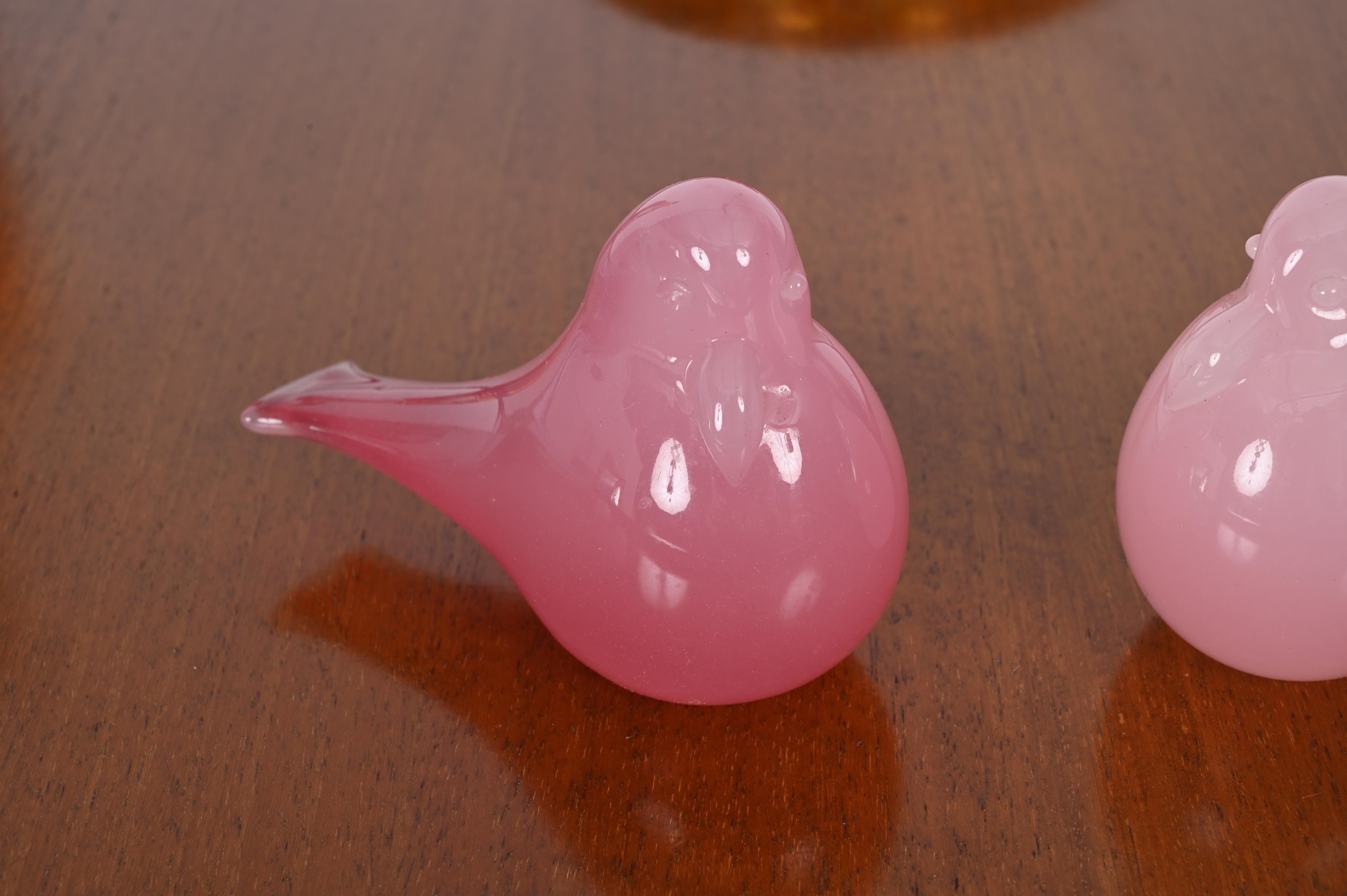 Signiert A. Seguso Paar rosa Murano-Glas-Vogelskulpturen, Italien 1960er Jahre im Angebot 3