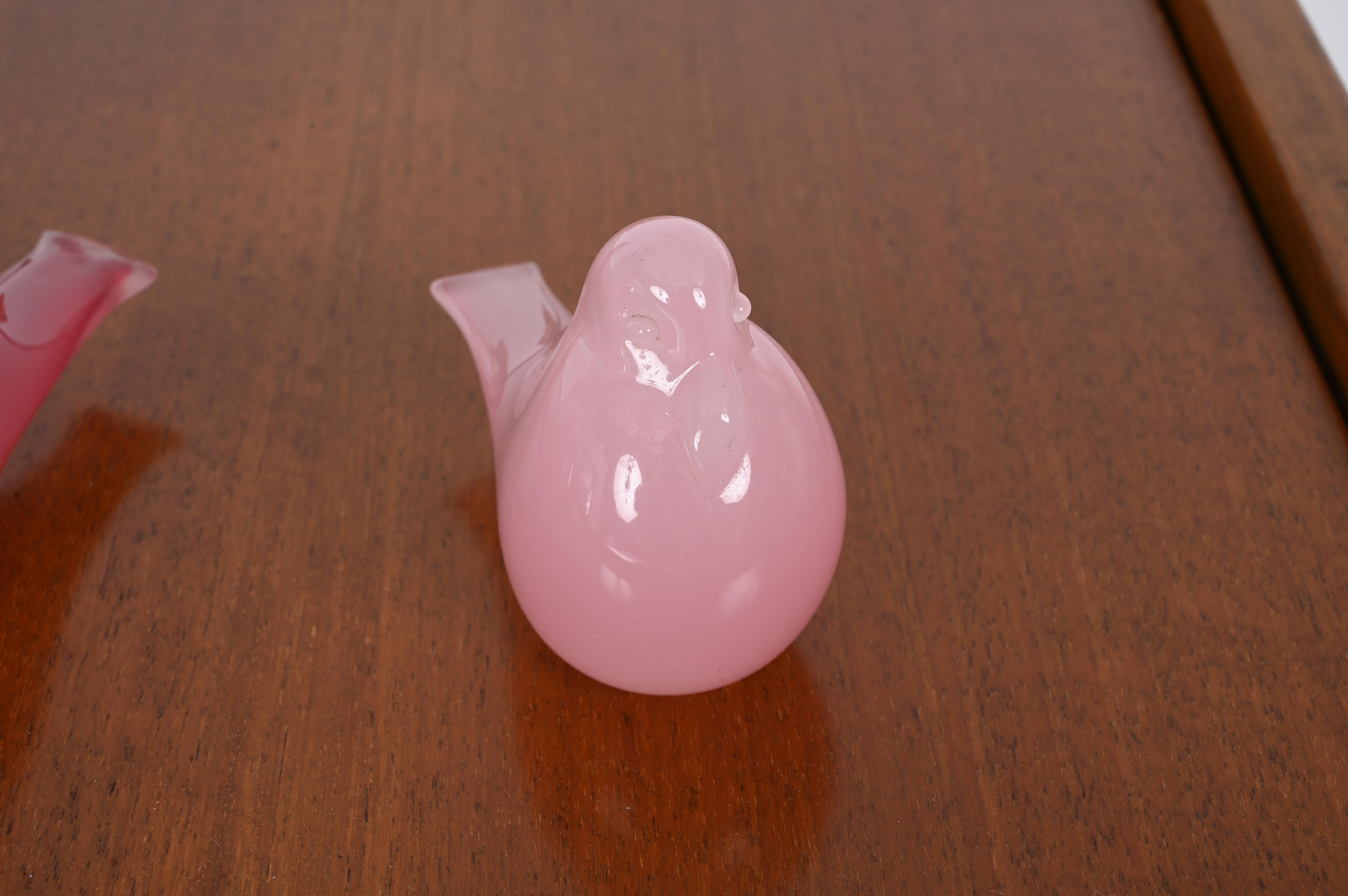 Signiert A. Seguso Paar rosa Murano-Glas-Vogelskulpturen, Italien 1960er Jahre im Angebot 5