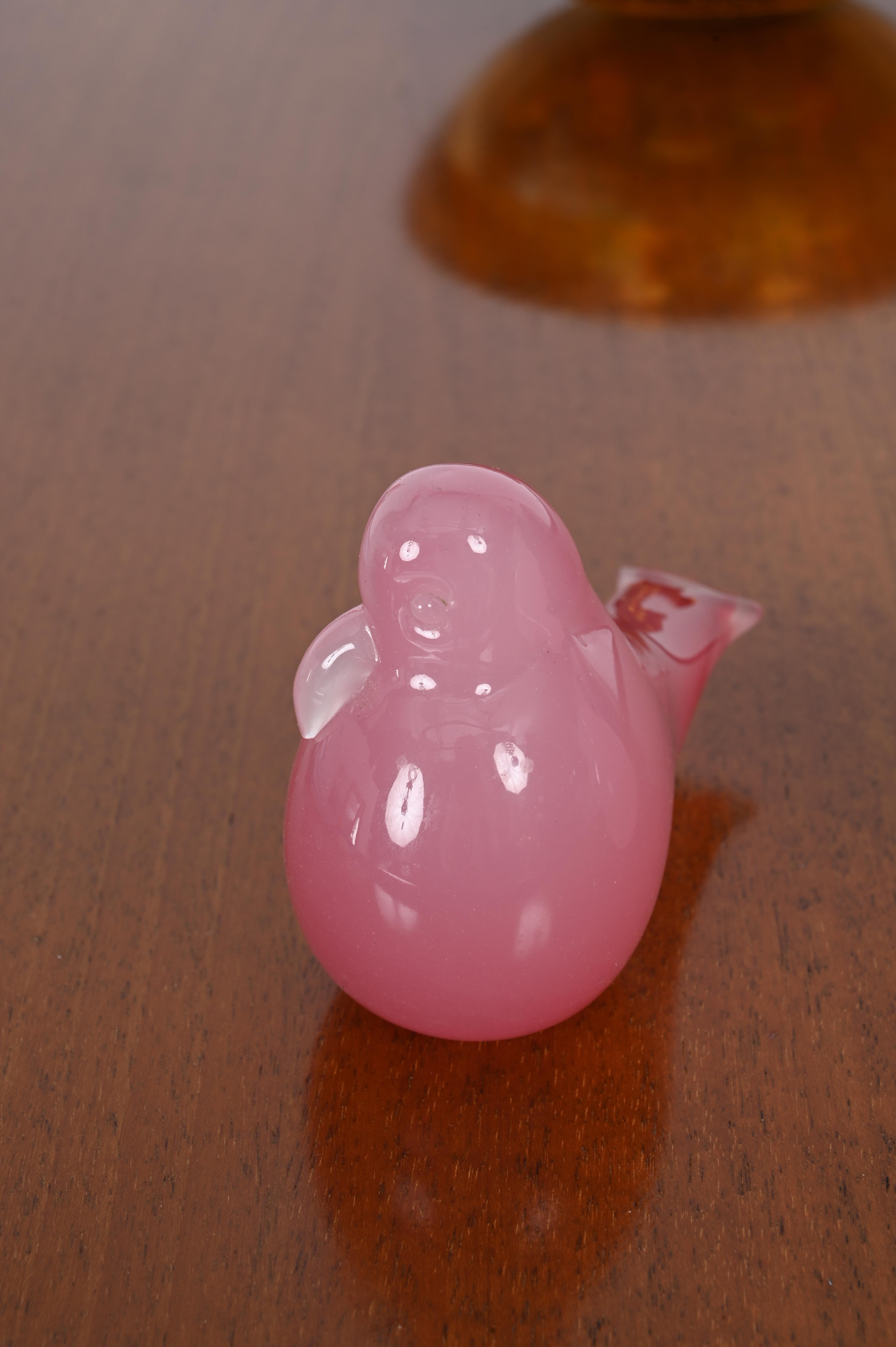 Signiert A. Seguso Paar rosa Murano-Glas-Vogelskulpturen, Italien 1960er Jahre (Mitte des 20. Jahrhunderts) im Angebot