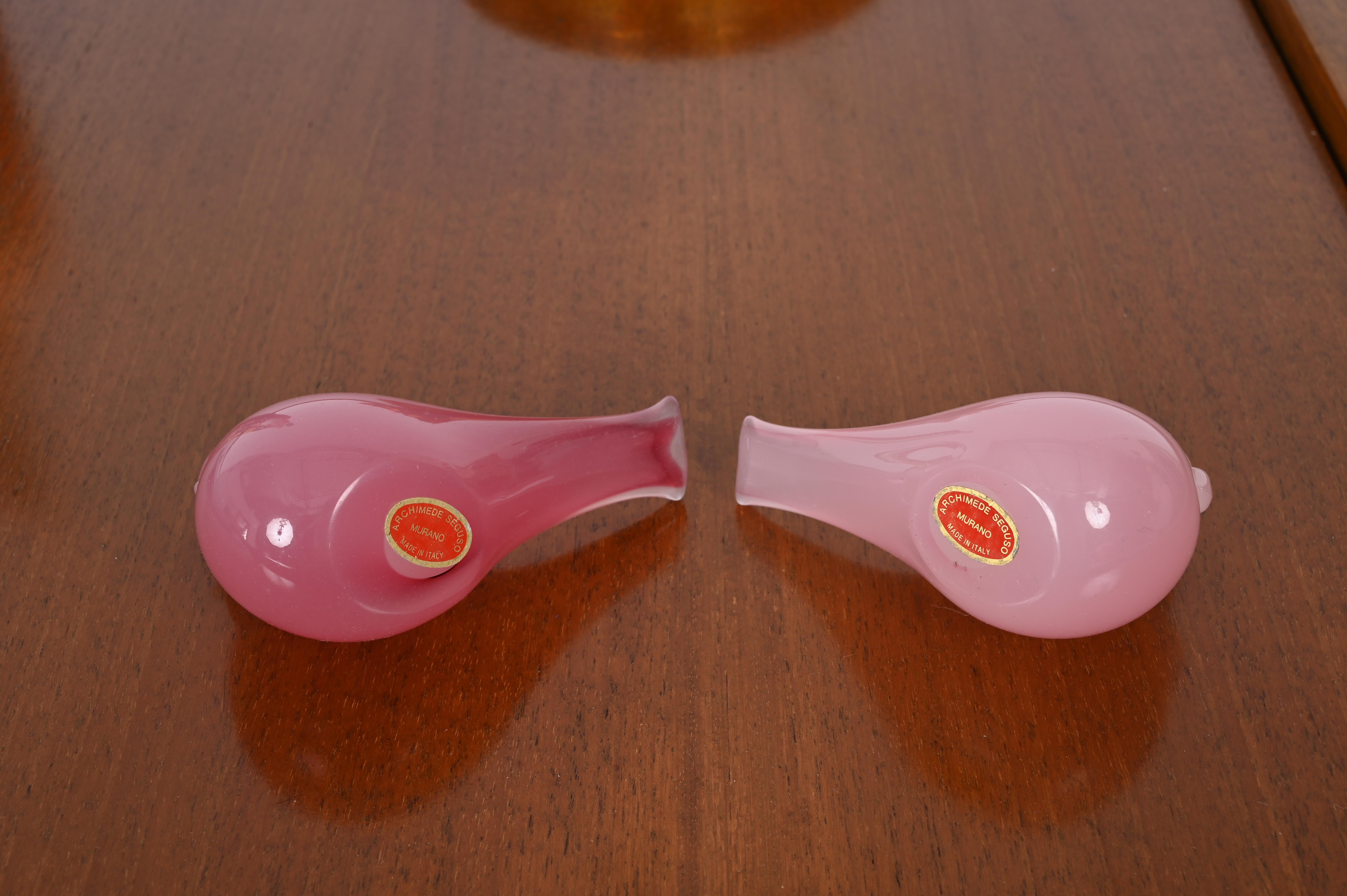 Signiert A. Seguso Paar rosa Murano-Glas-Vogelskulpturen, Italien 1960er Jahre im Angebot 2
