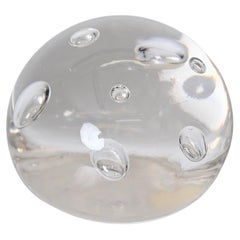 Retro Signed A. Seguso Spherical Paperweight in Murano Bubble Glass, Italy 1960s