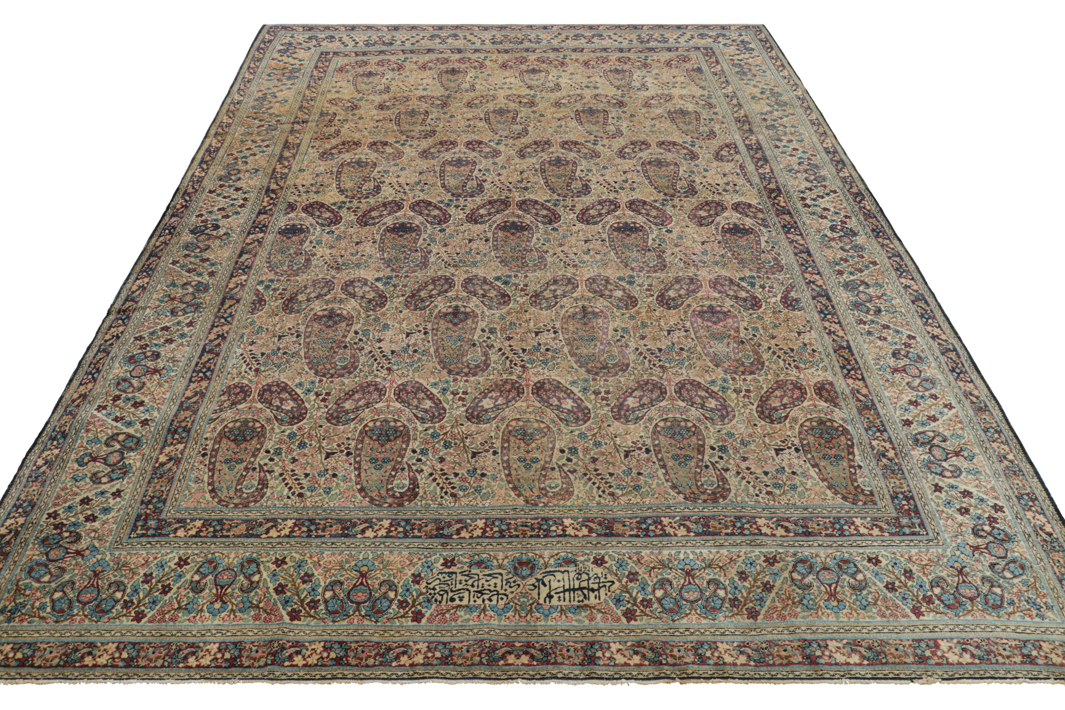 Late 19th Century Signed Aboul Ghasem Kermani Antique Persian Rug with Paisleys  Rug & Kilim For Sale