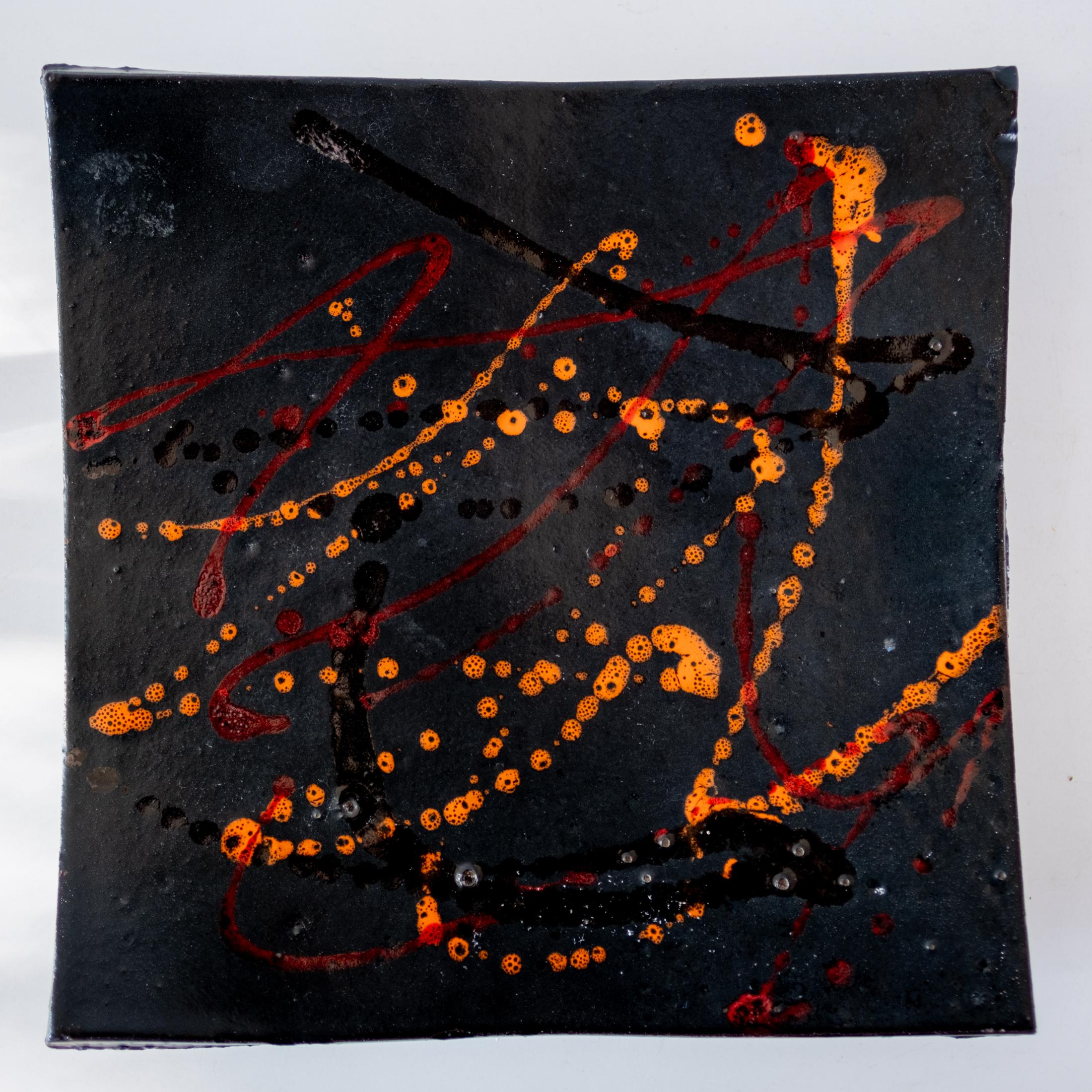 Signed Abstract Expressionist Ceramic Platter or Catch All In Good Condition For Sale In San Diego, CA