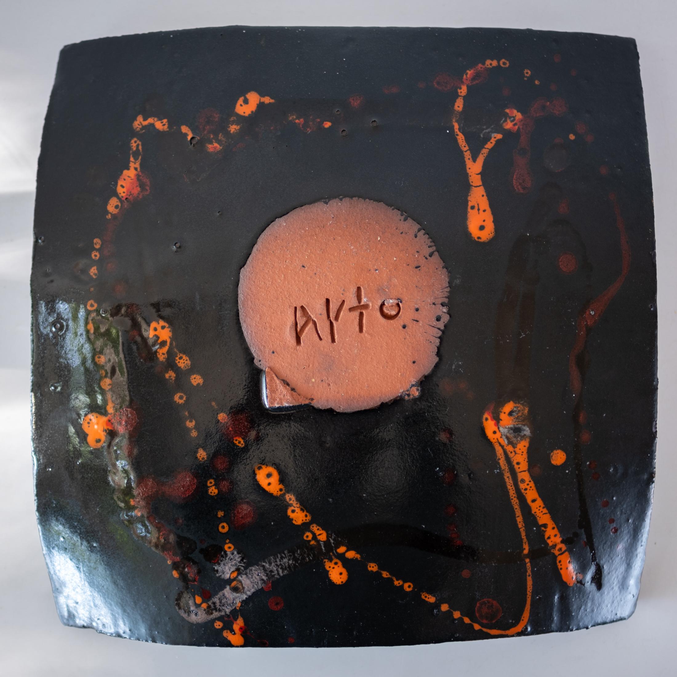 20th Century Signed Abstract Expressionist Ceramic Platter or Catch All For Sale