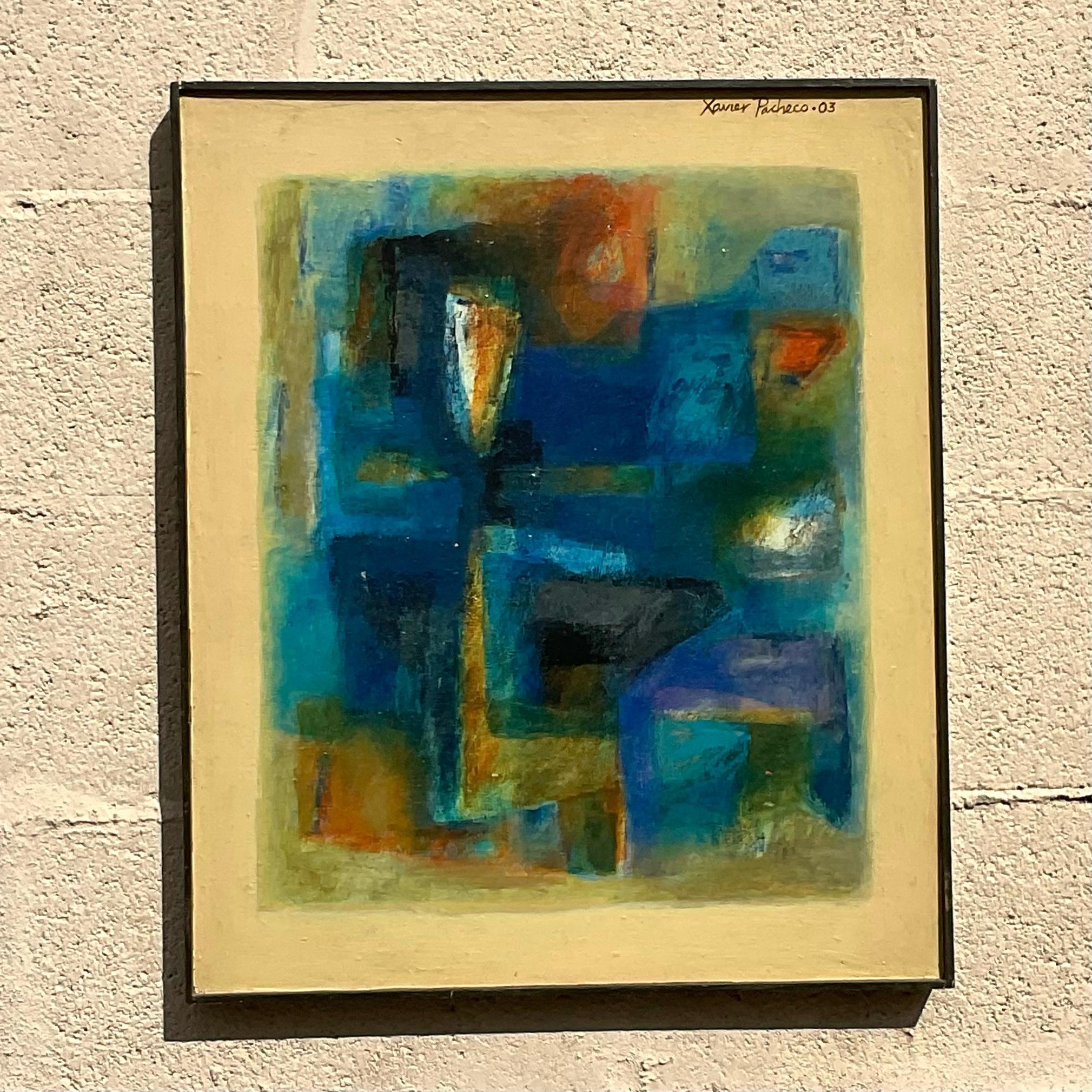 North American Signed Abstract Geometric Oil Painting For Sale