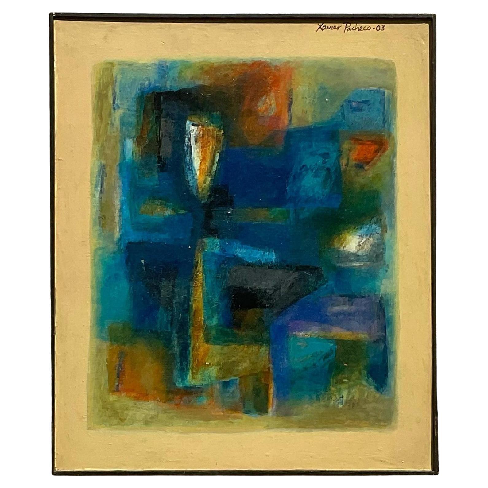 Signed Abstract Geometric Oil Painting