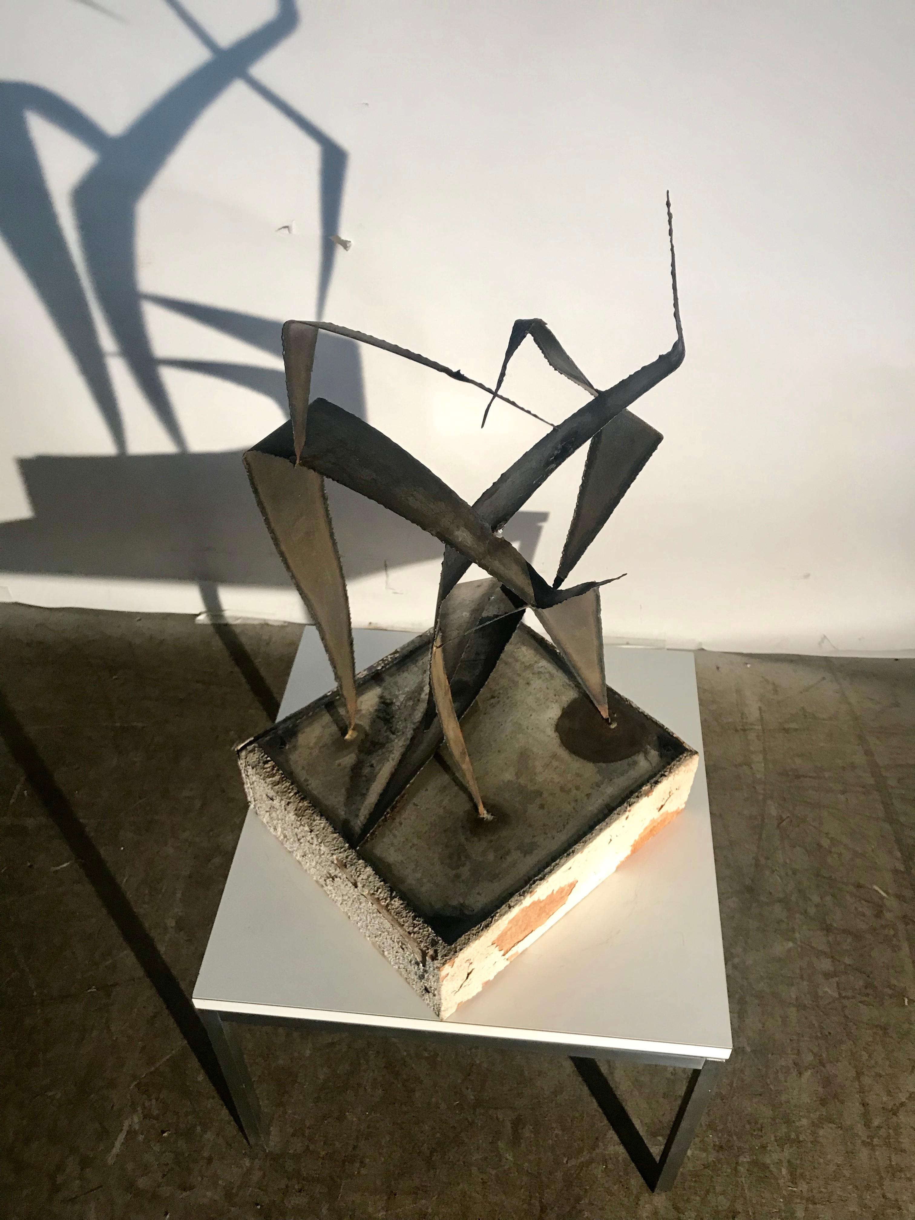 American Signed Abstract Modernist Metal Sculpture Attributted to Early Curtis Jere For Sale