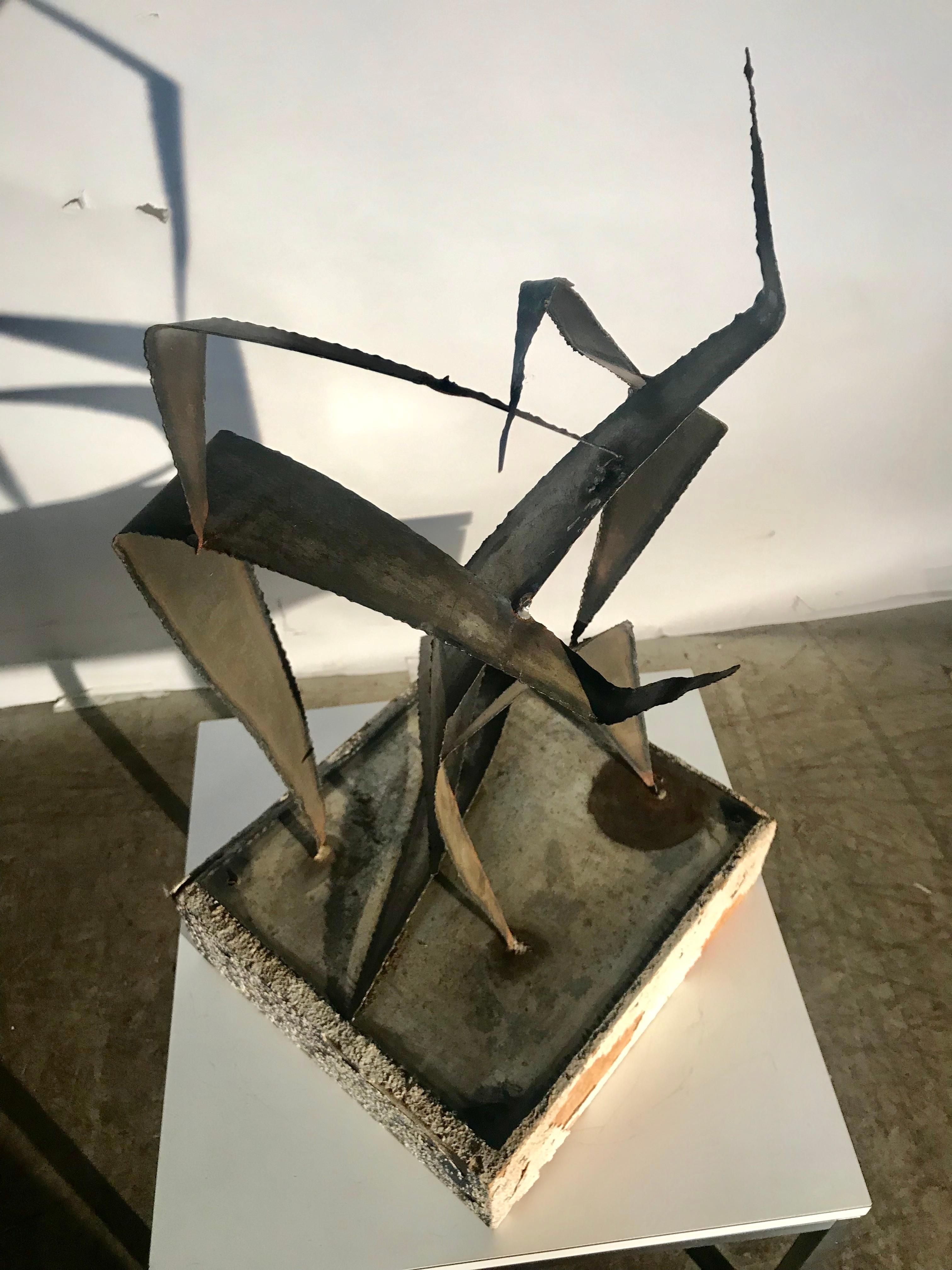 Plaster Signed Abstract Modernist Metal Sculpture Attributted to Early Curtis Jere For Sale