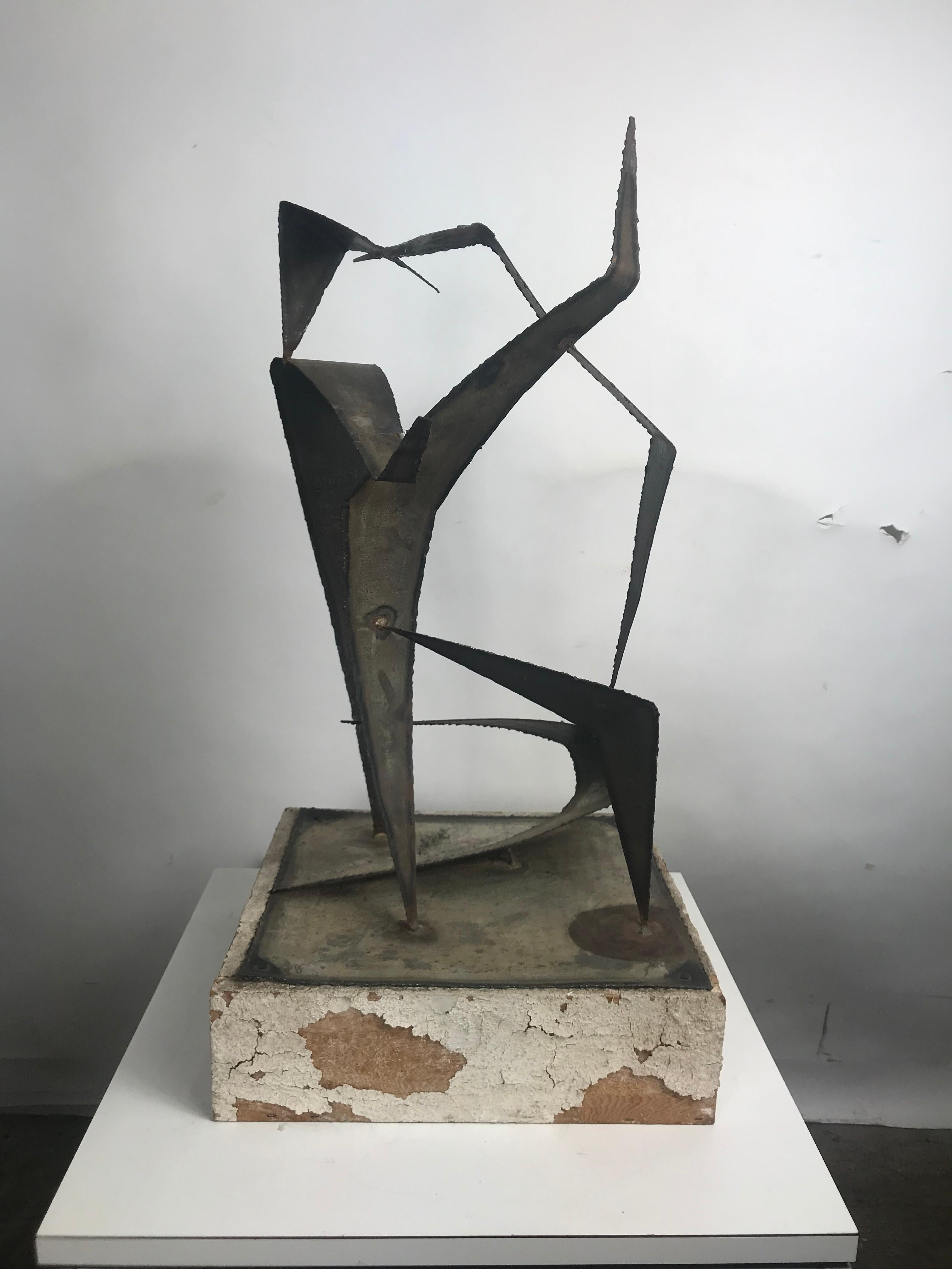Signed abstract modernist metal sculpture. One off, original, stunning form, texture and design, apparently early work of Curtis Jere Company, long before they're sculptures and designs were being mass produced.