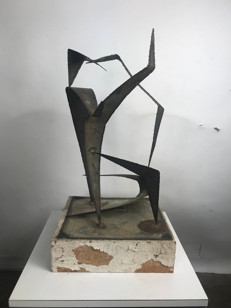 Signed abstract modernist metal sculpture. One off, original, stunning form, texture and design, apparently early work of Curtis Jere Company, long before they're sculptures and designs were being mass produced.