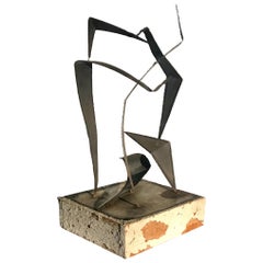 Escultura Modernista Abstracta de Metal Firmada Atribuida a Curtis Jere Temprano