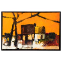 Signed Abstract Oil on Canvas, circa 1970s