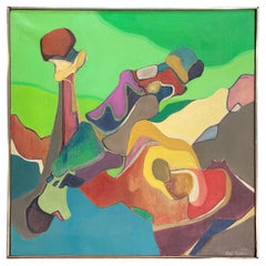 Signed Abstract Painting by Gail Taflin 1972