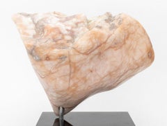 Signed Abstract Pink Alabaster Sculpture