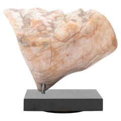 Signed Abstract Pink Alabaster Sculpture