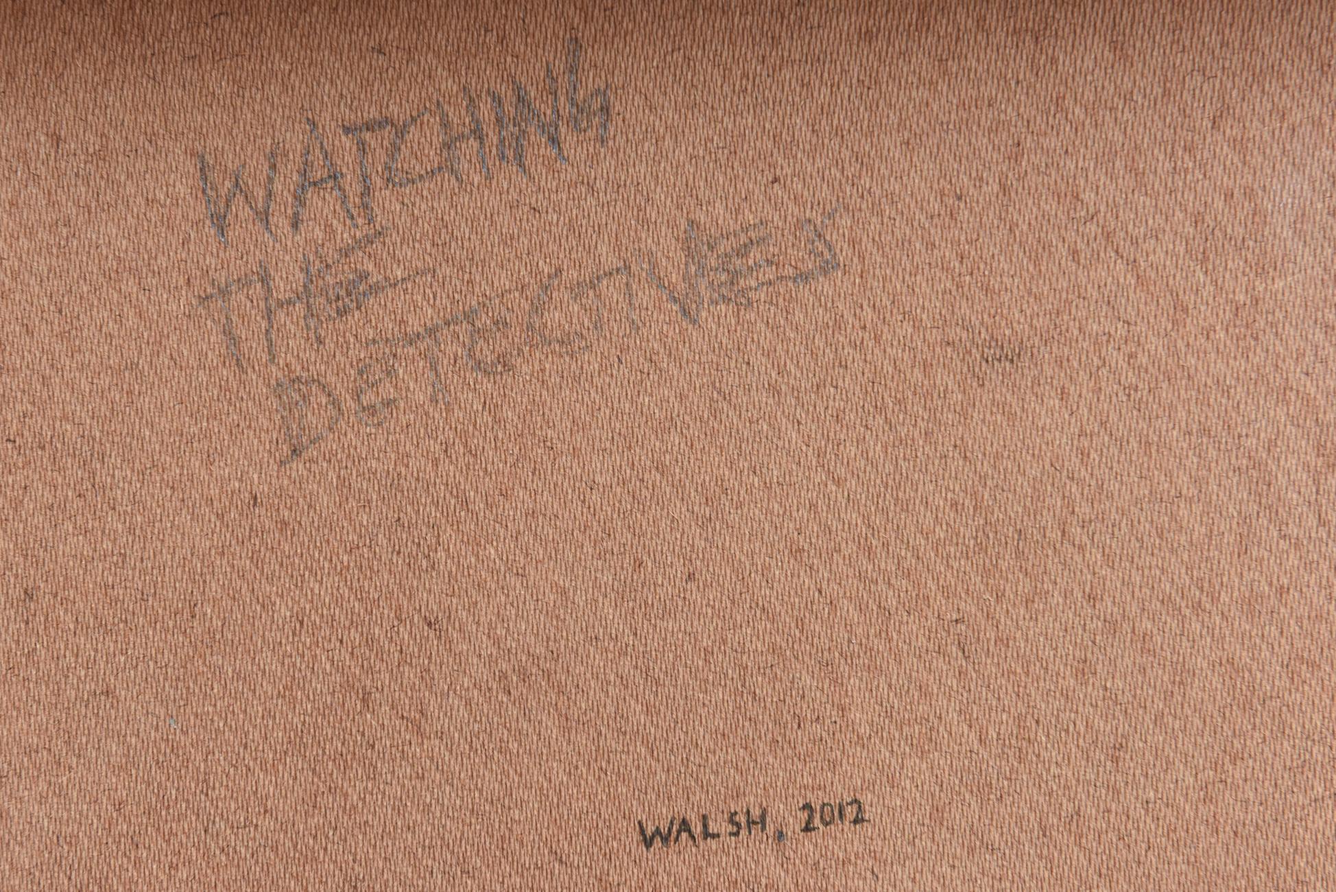 Peinture acrylique sur bois intitulée « Watching the Detective », signée en vente 2