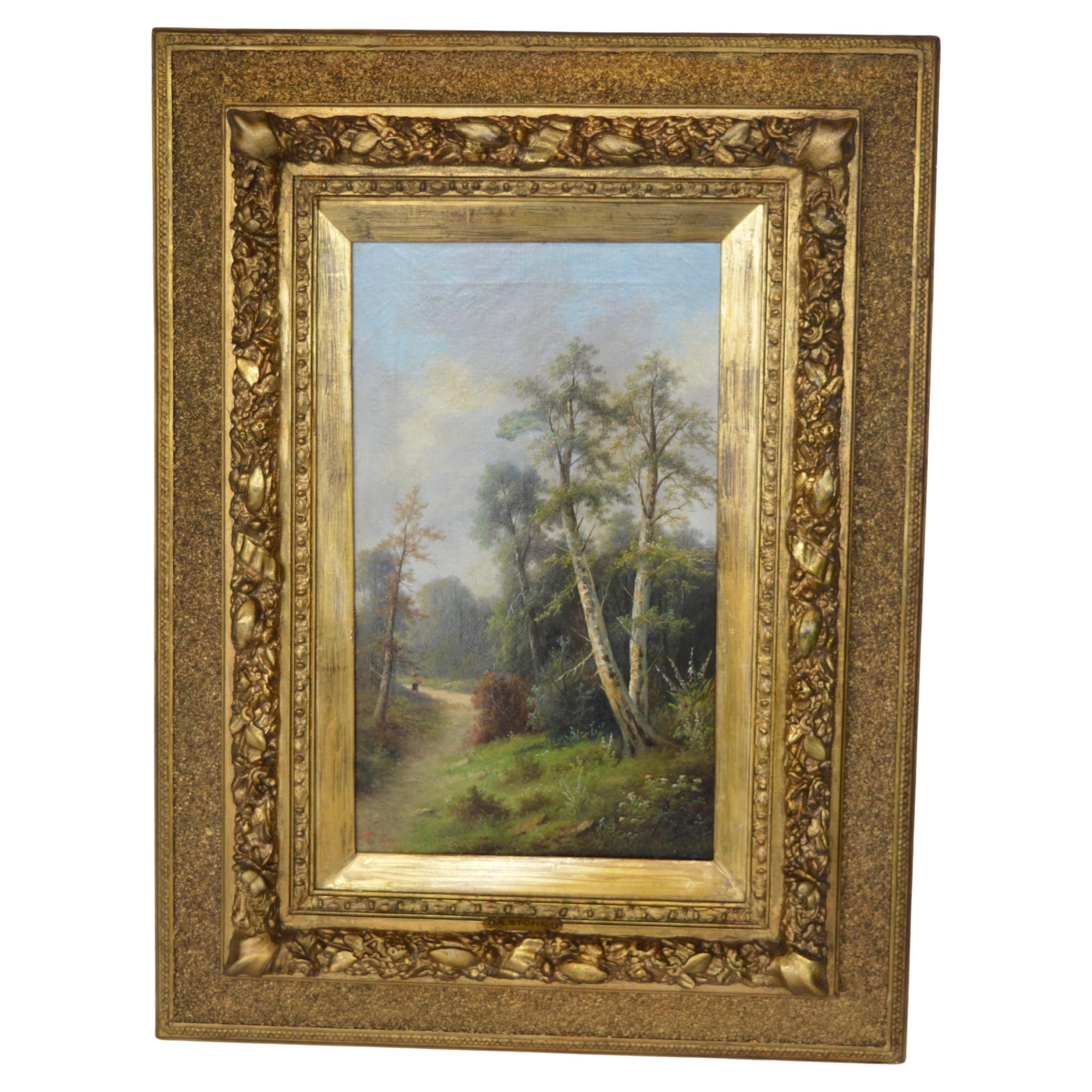 Signed Ada Stone (1879-1904) Diptych oil on canvas. Known for landscape and equestrian screen painting.
Measurements with Frame: 32 ½ H x 24 ½ W x 2 ½ D
Measurements without Frame: 20
