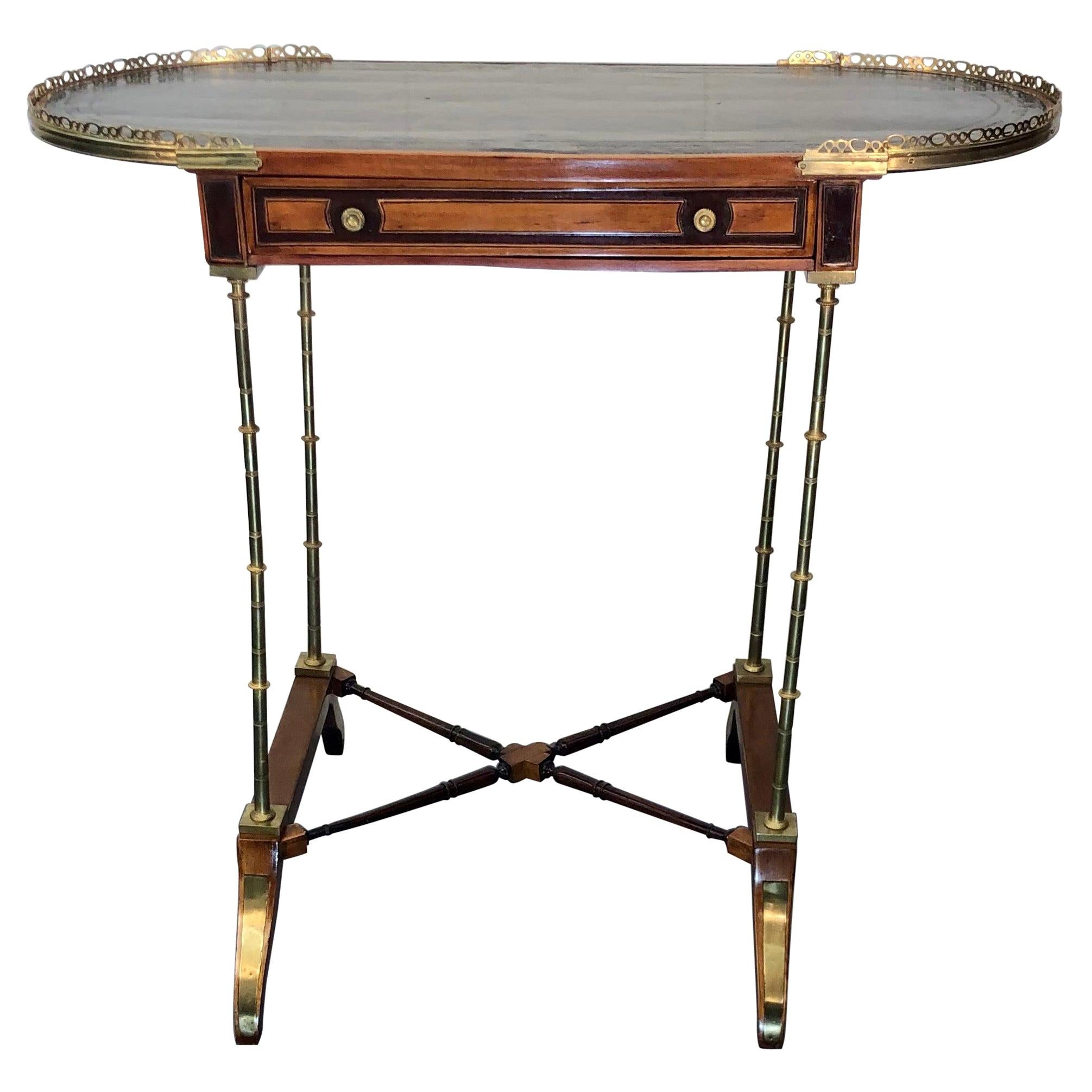 Signed Adam Weisweiler Neoclassical Table With Faux Bamboo Columns, 18th Century