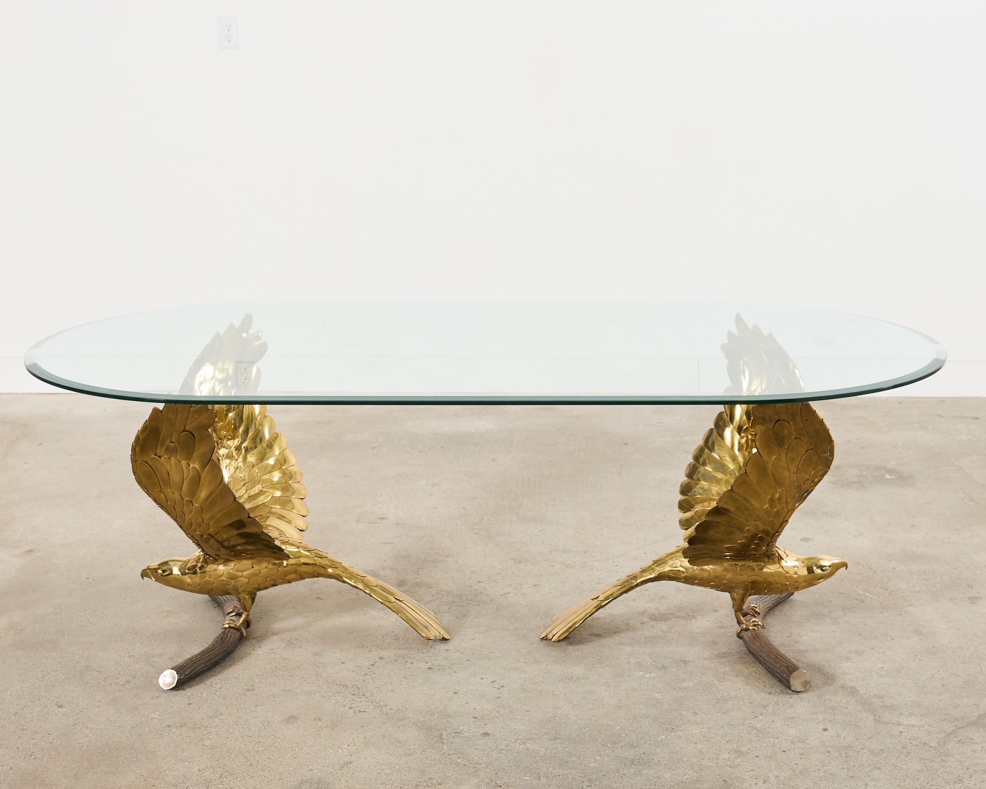 French Signed Alain Chervet Brass Eagles Dining Table  For Sale