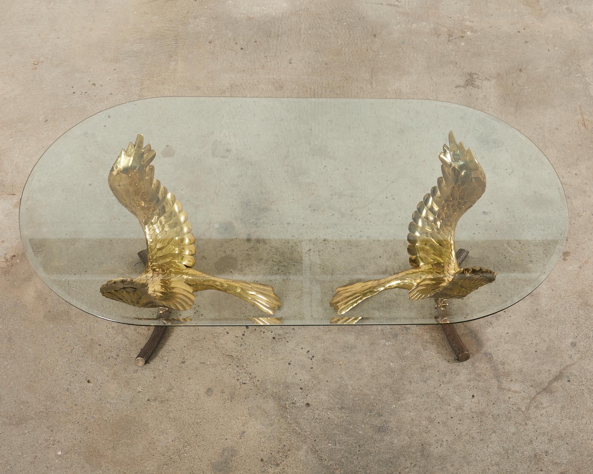 Signed Alain Chervet Brass Eagles Dining Table  In Good Condition For Sale In Rio Vista, CA