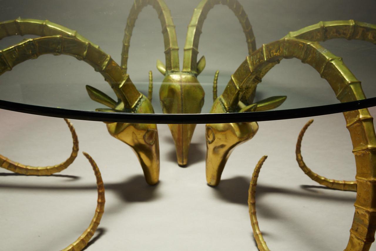 Hollywood Regency Signed Alain Chervet Brass Ibex Dining Table 