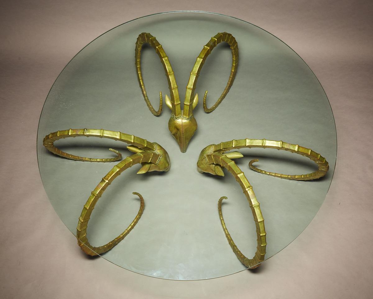 French Signed Alain Chervet Brass Ibex Dining Table  For Sale