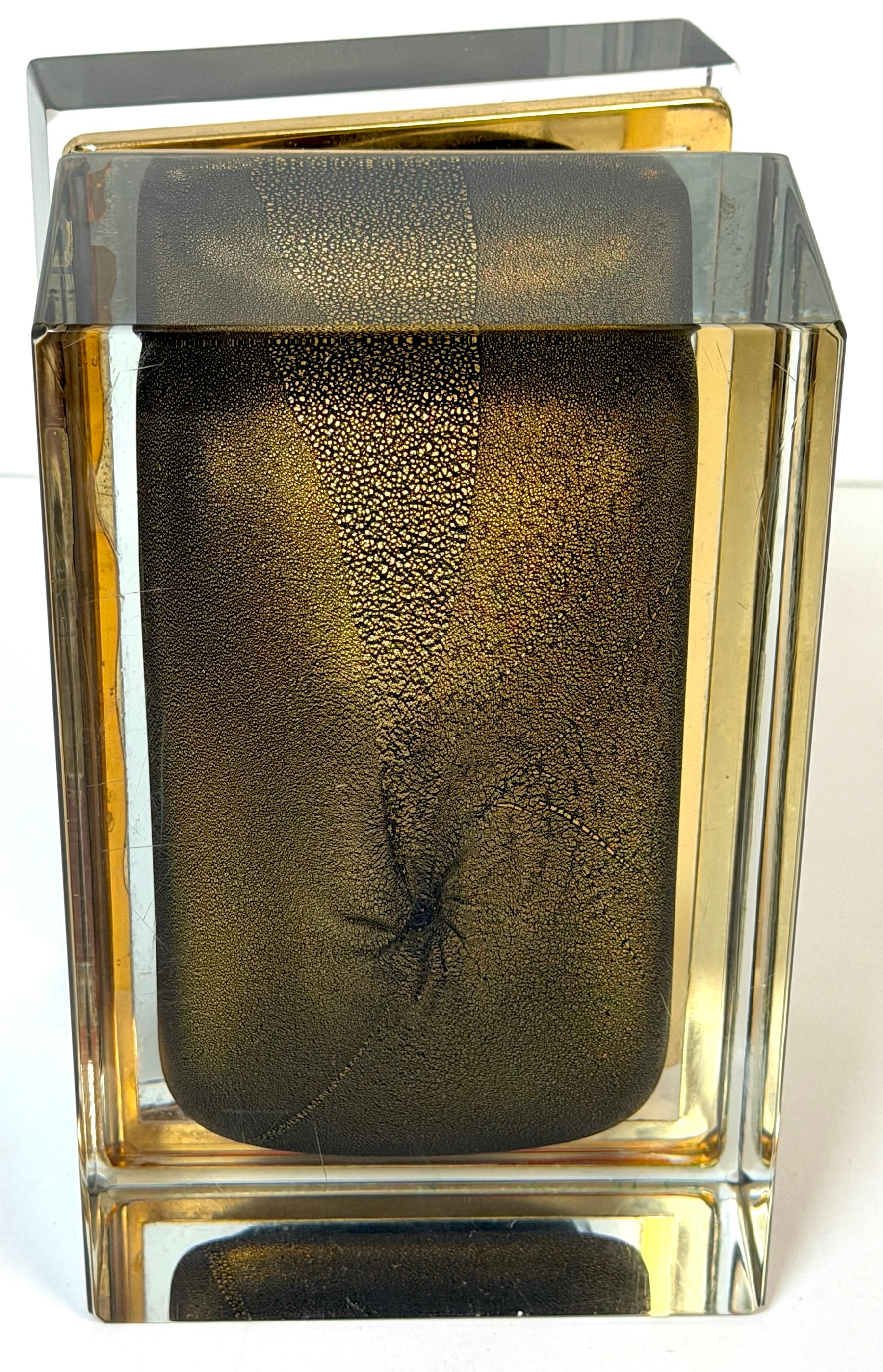 Signed Alessandro Mandruzzato for Design Guild Murano Sommerso Faceted Glass Box For Sale 2