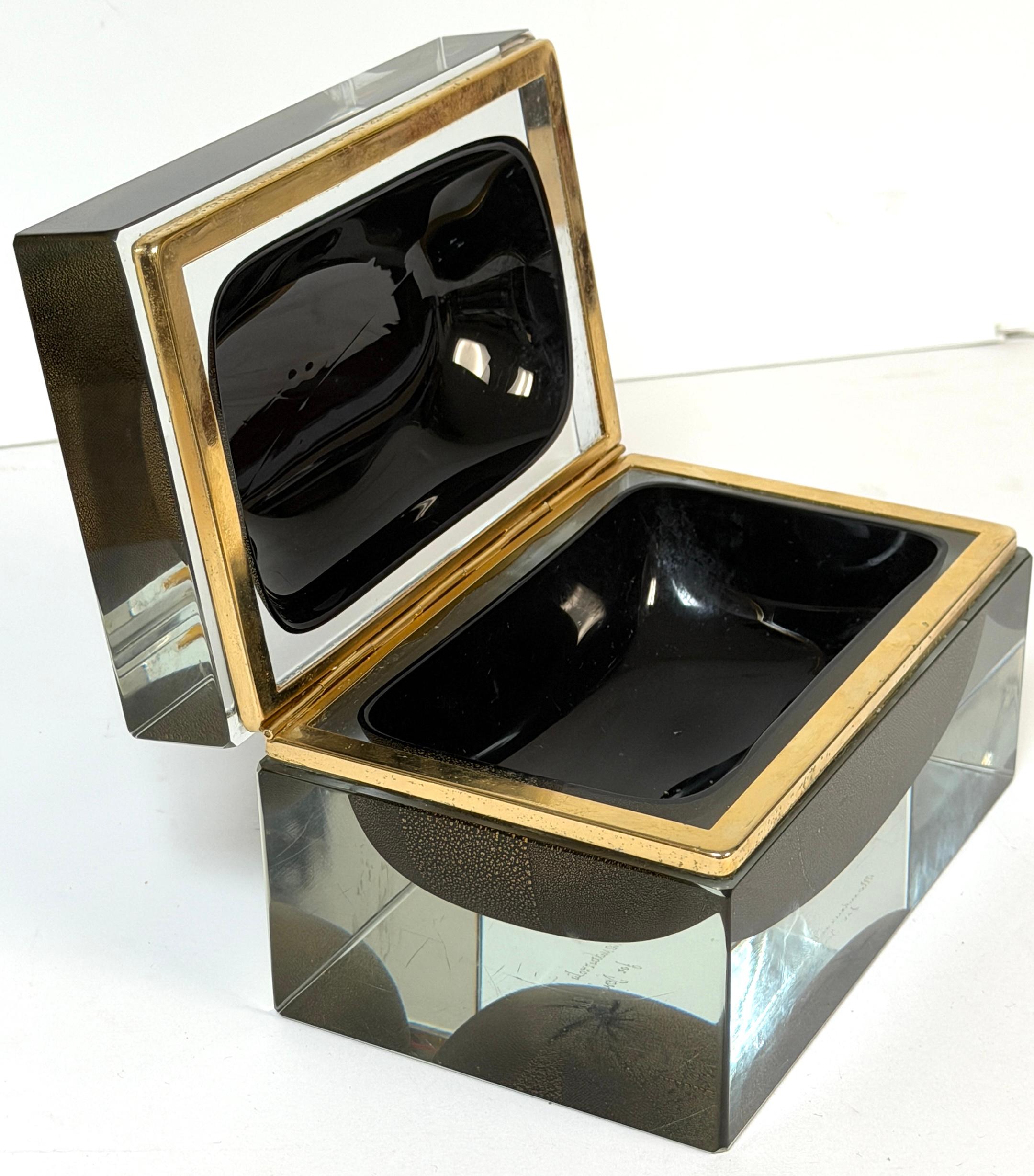 Signed Alessandro Mandruzzato for Design Guild Murano Sommerso Faceted Glass Box For Sale 5