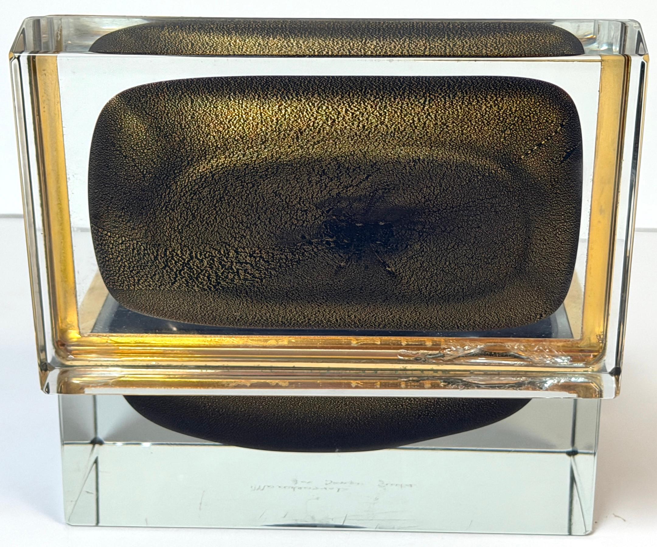 Signed Alessandro Mandruzzato for Design Guild Murano Sommerso Faceted Glass Box For Sale 7