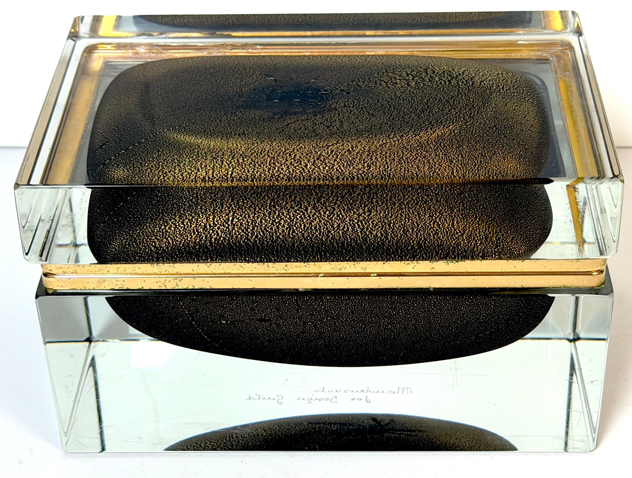 Italian Signed Alessandro Mandruzzato for Design Guild Murano Sommerso Faceted Glass Box For Sale