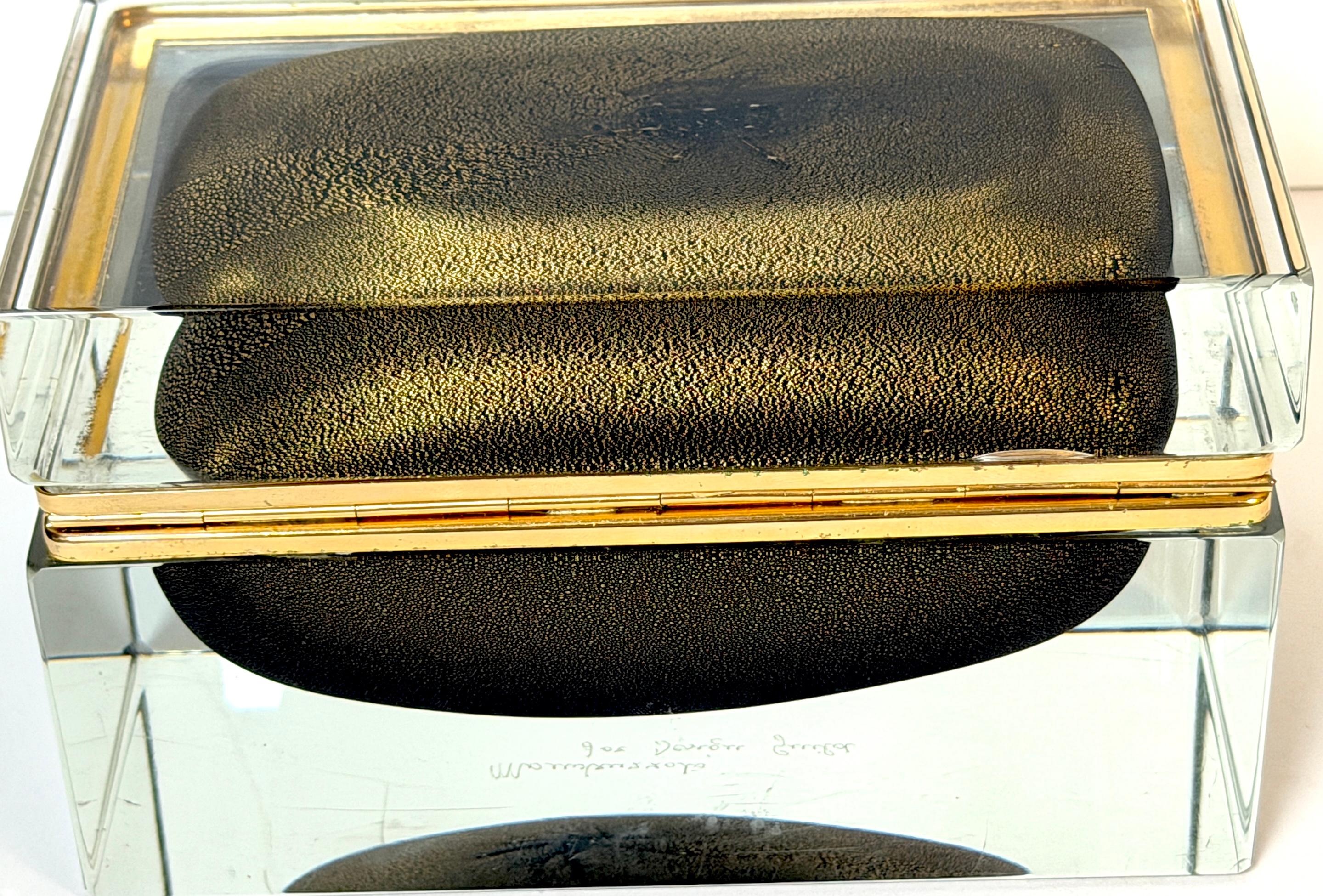 20th Century Signed Alessandro Mandruzzato for Design Guild Murano Sommerso Faceted Glass Box For Sale