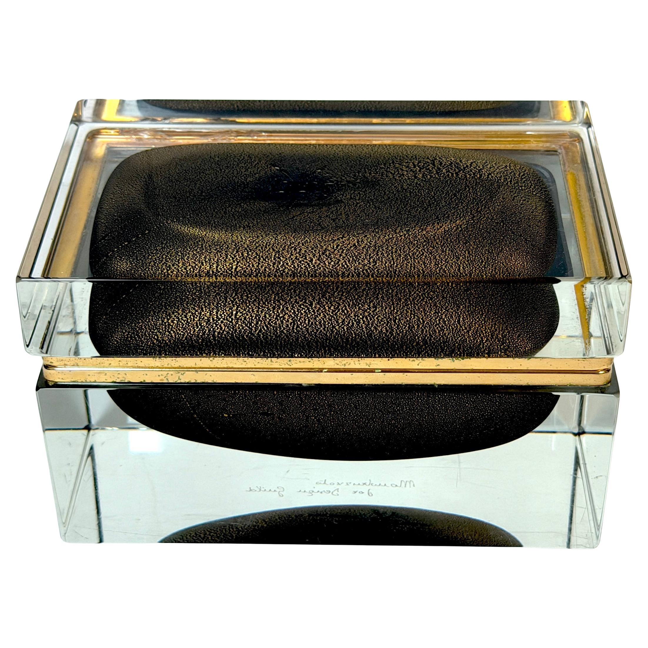 Signed Alessandro Mandruzzato for Design Guild Murano Sommerso Faceted Glass Box For Sale