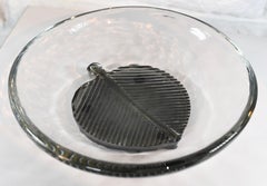 Signed Alfredo Barbini Murano Italian Art Glass Leaf Bowl