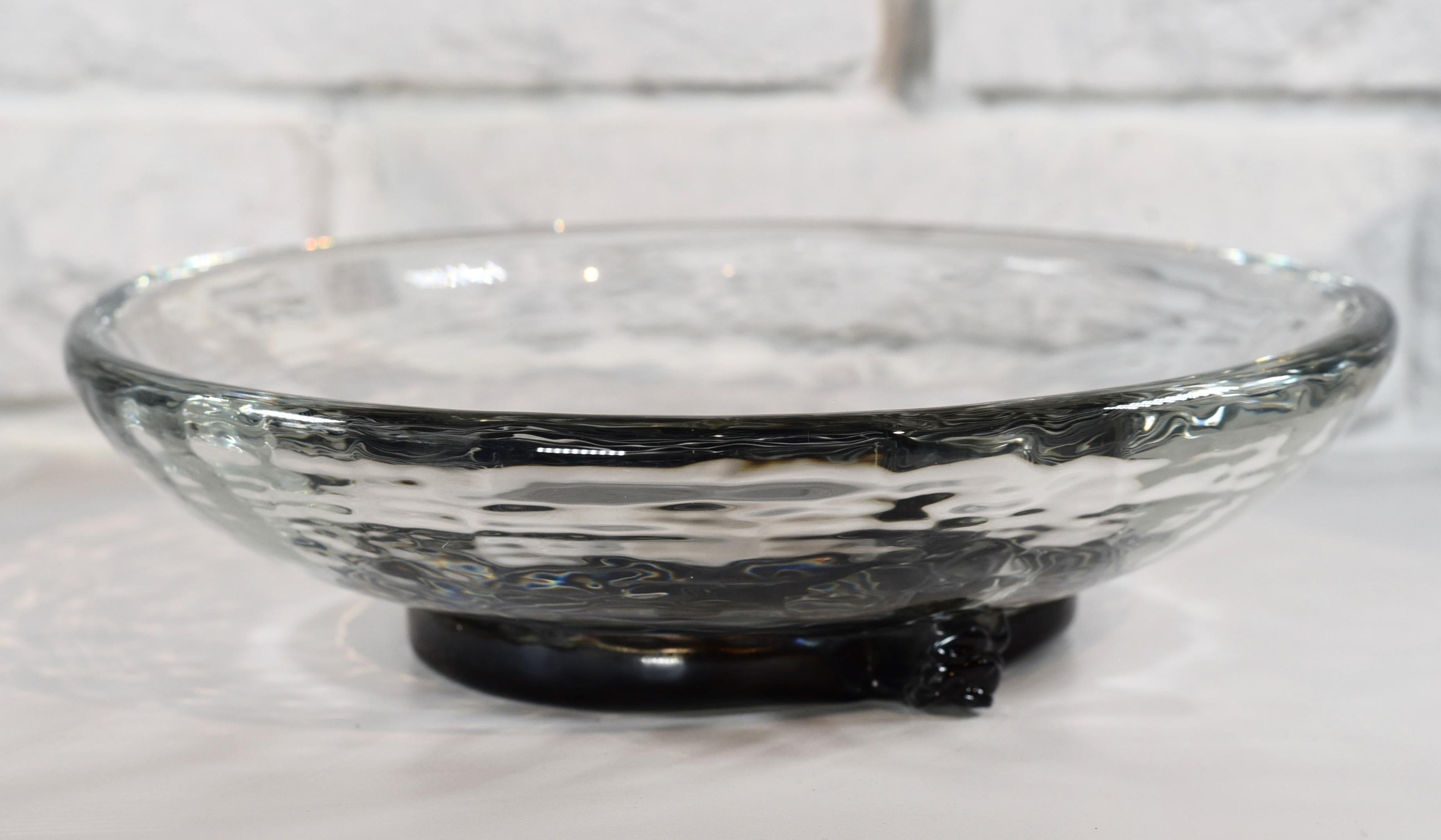 Signed Alfredo Barbini Murano Italian Art Glass Leaf Bowl  For Sale 1