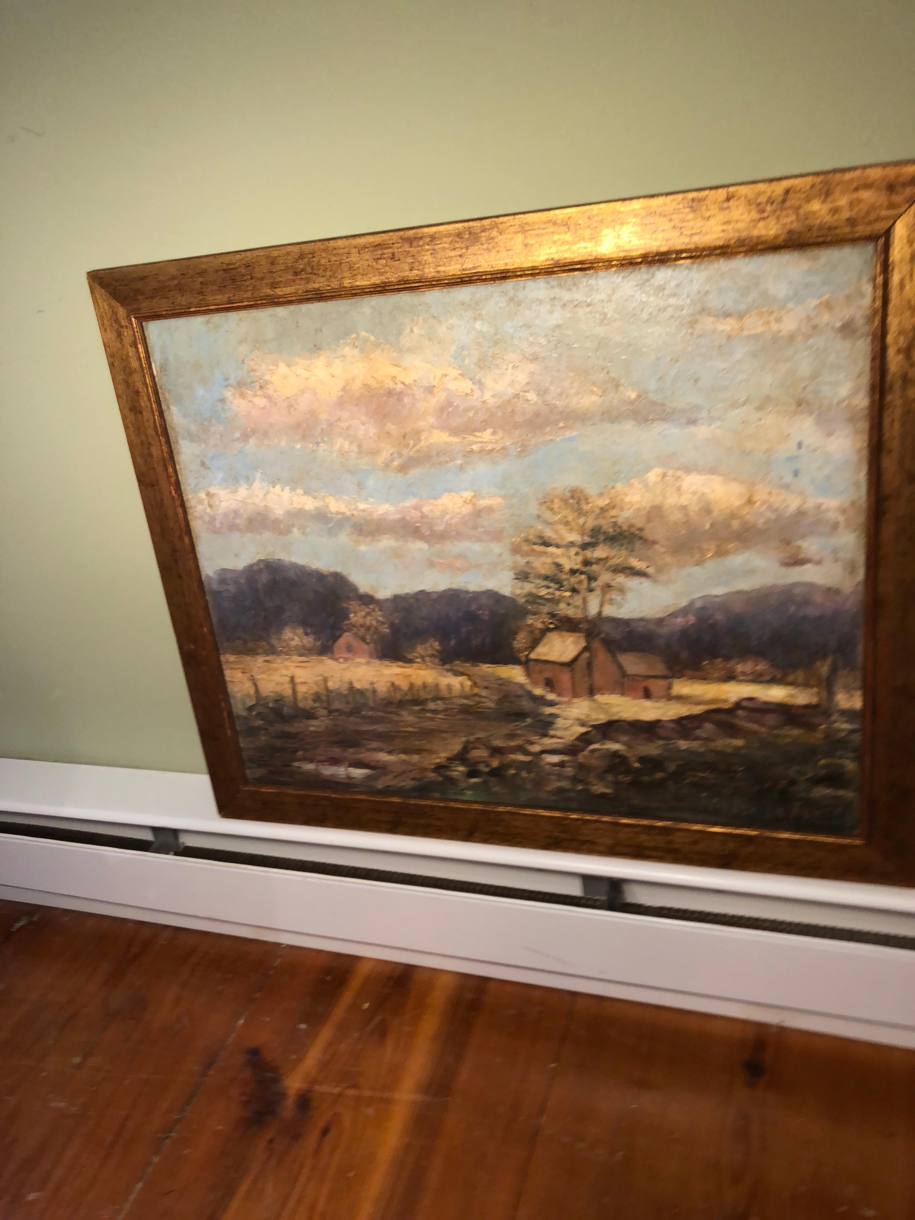 Signed Alice LeFevre Oil on Board of Pastoral New England For Sale 5