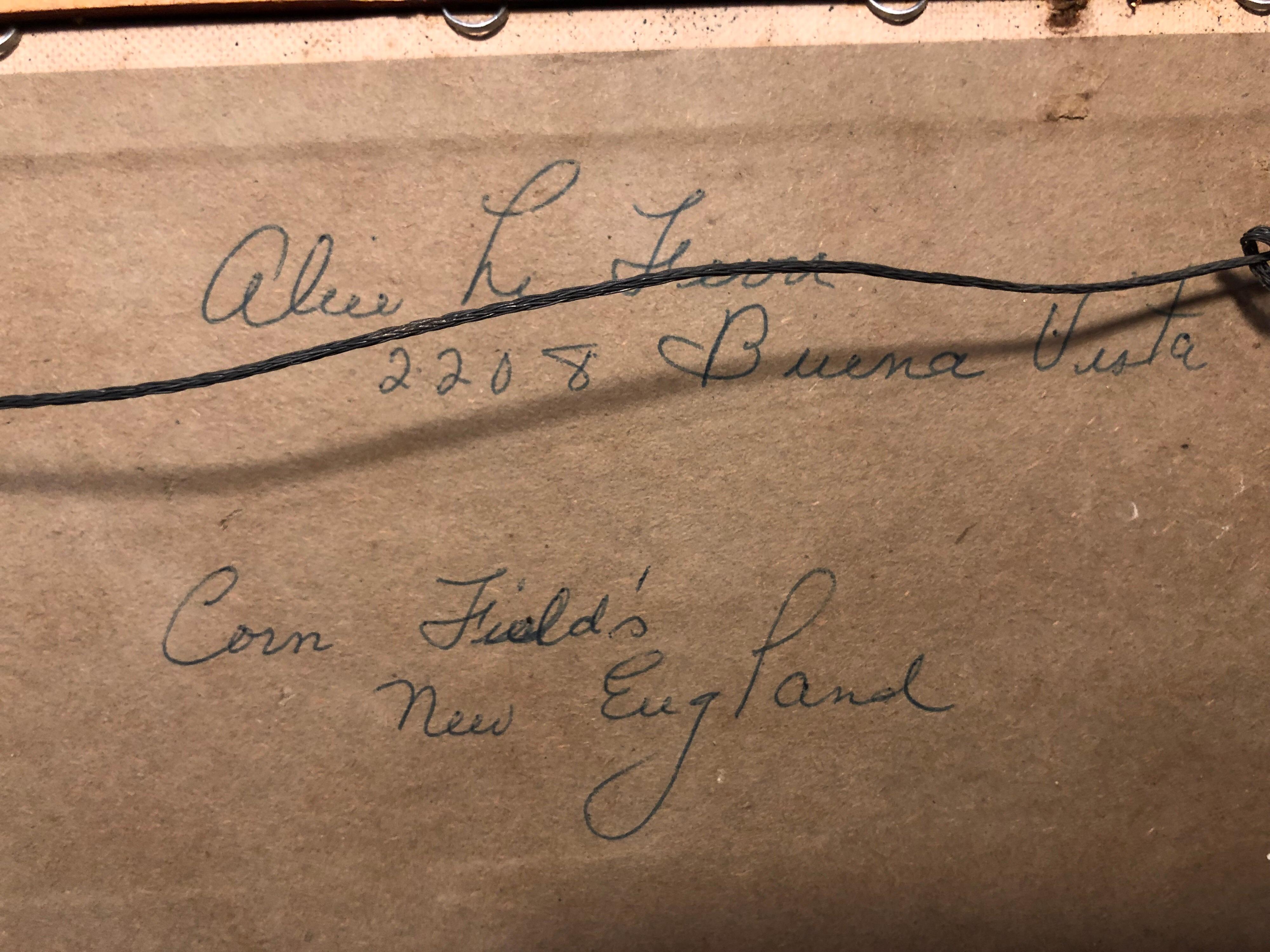 Firmado Alice LeFevre Óleo sobre tabla de Pastoral de Nueva Inglaterra en venta 13