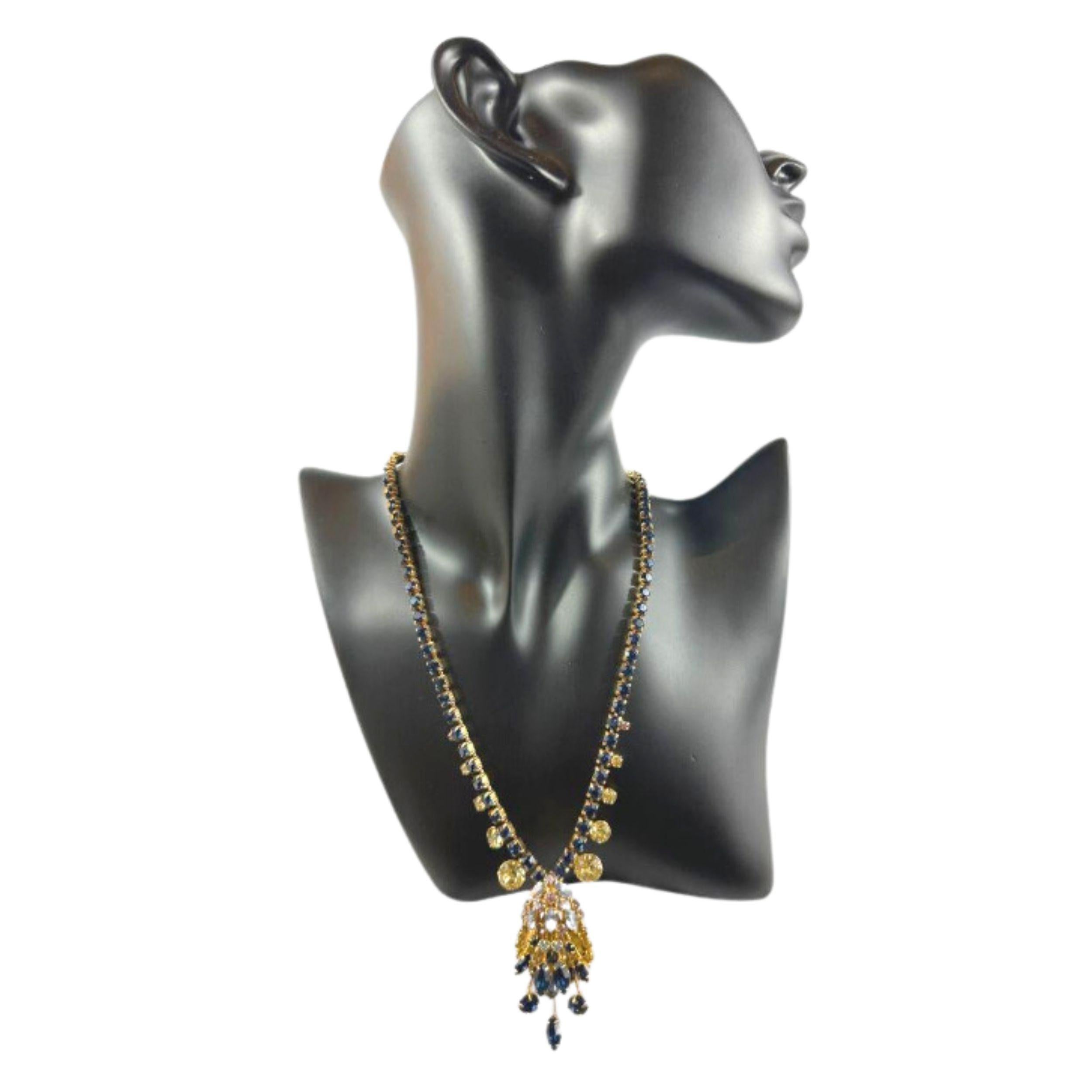 Collar Multi Color Estilo Gota Vintage Firmado Alva en venta 3