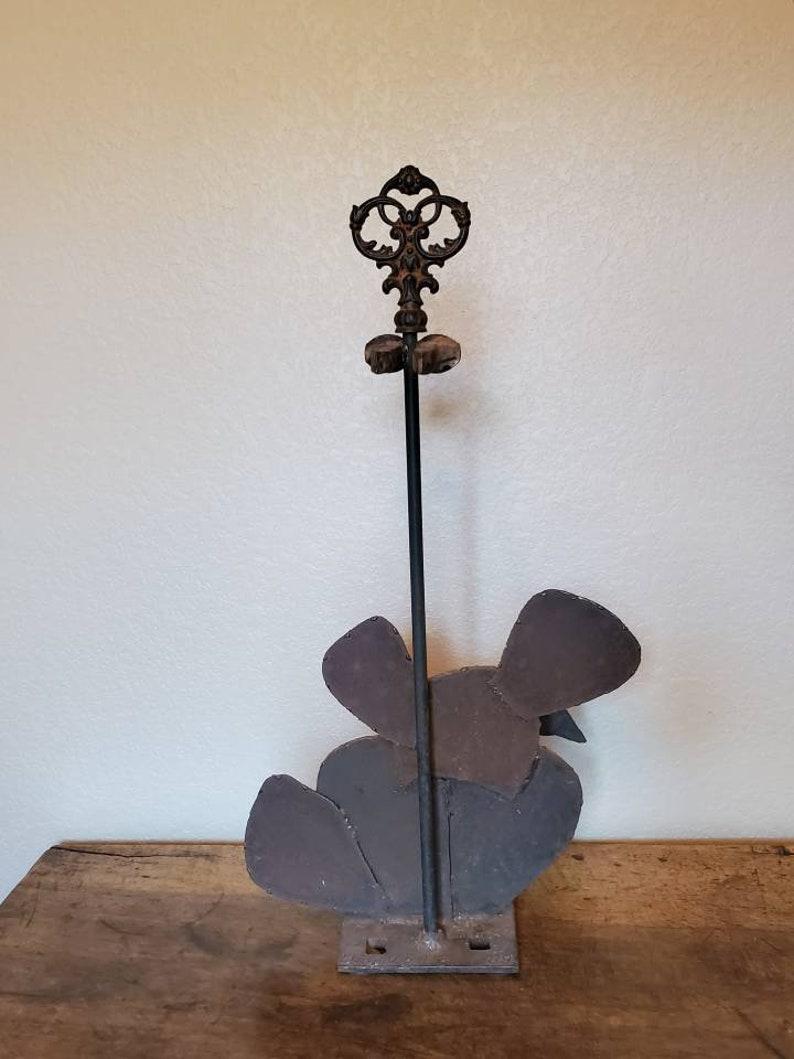 20th Century Signed American Folk Art Wrought Iron Fireplace Tool Holder For Sale